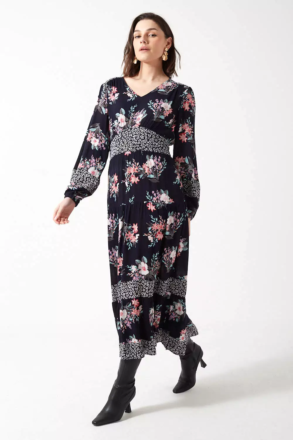 Marc Angelo Floral Long Sleeve Dress