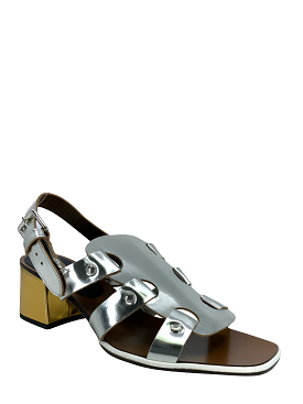 MARNI Metallic Gladiator Sandals, Leather, Size 8.5