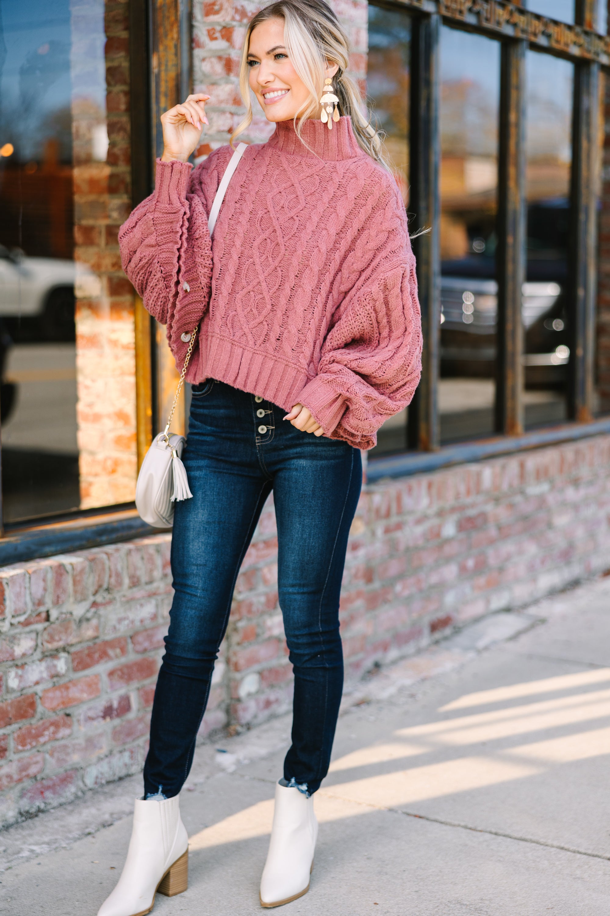 Mauve Pink Poncho Sweater - Perfect for Falling in Love