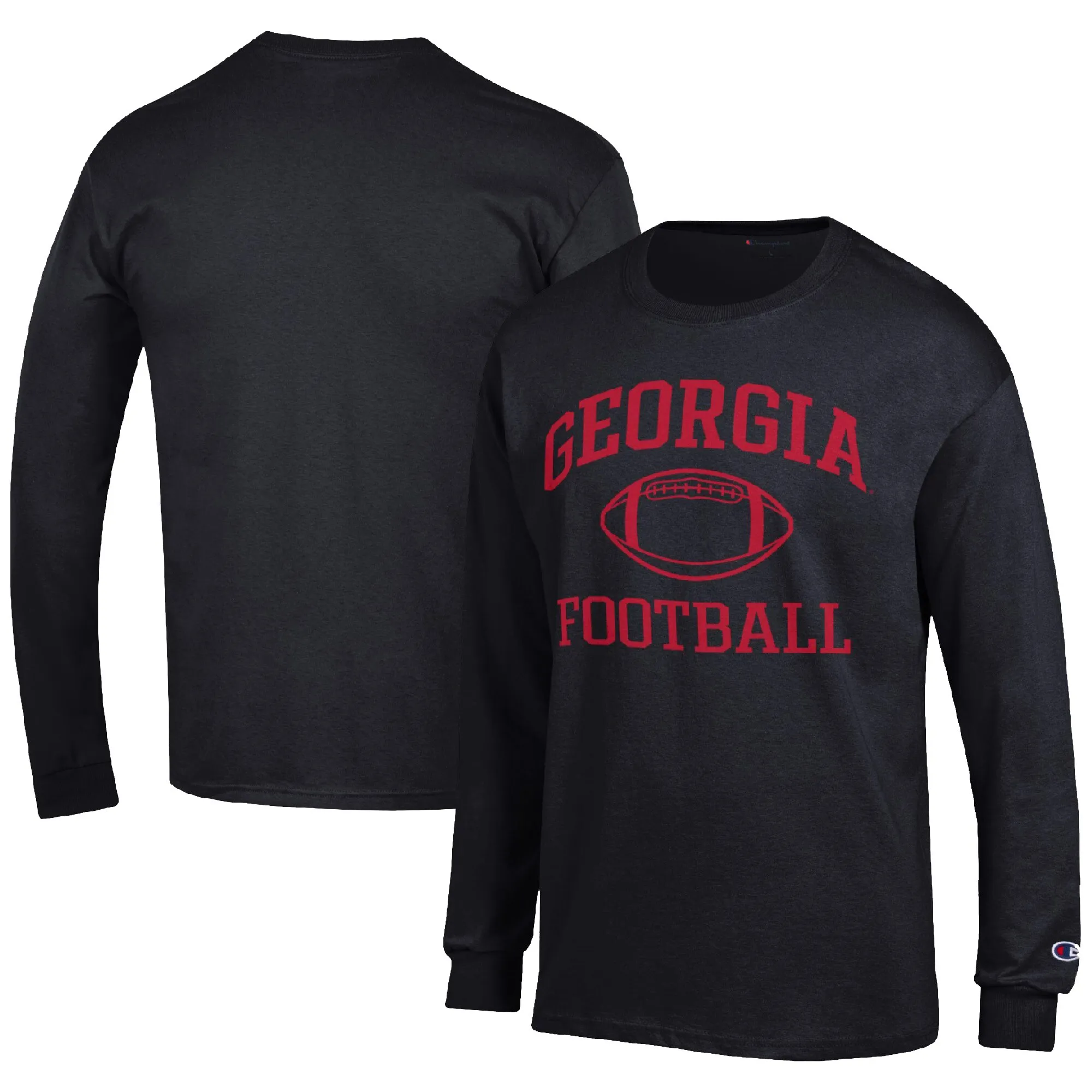 Men's Champion Black Georgia Bulldogs Football Icon Long Sleeve T-Shirt