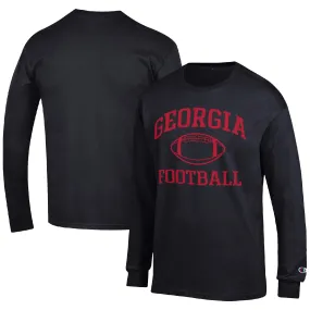 Men's Champion Black Georgia Bulldogs Football Icon Long Sleeve T-Shirt