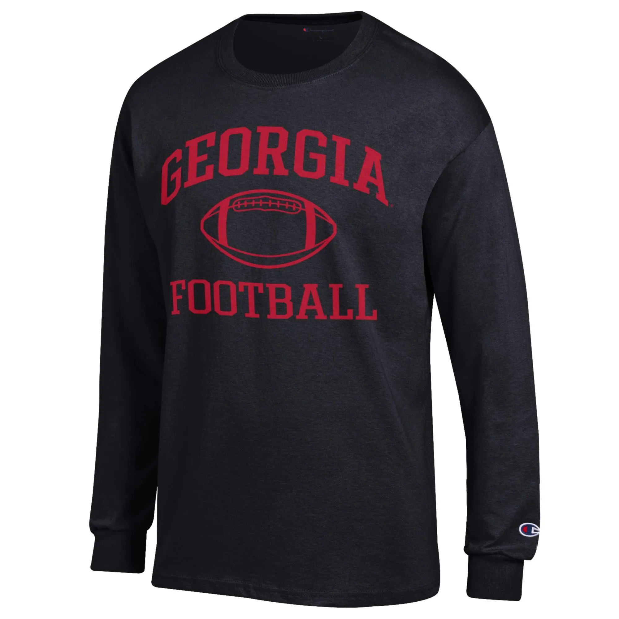 Men's Champion Black Georgia Bulldogs Football Icon Long Sleeve T-Shirt