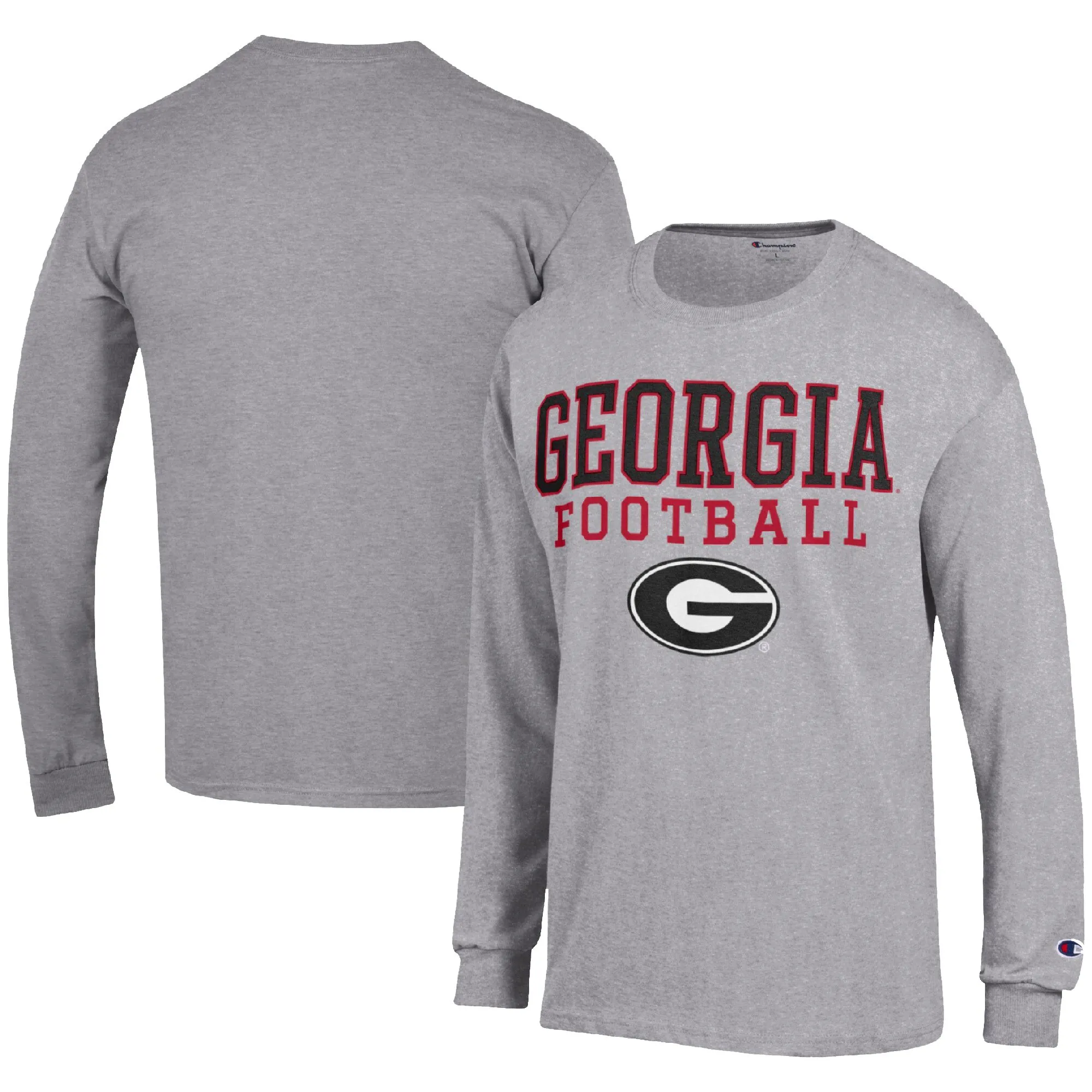 Men's Champion Heather Gray Georgia Bulldogs Football Stack Long Sleeve T-Shirt