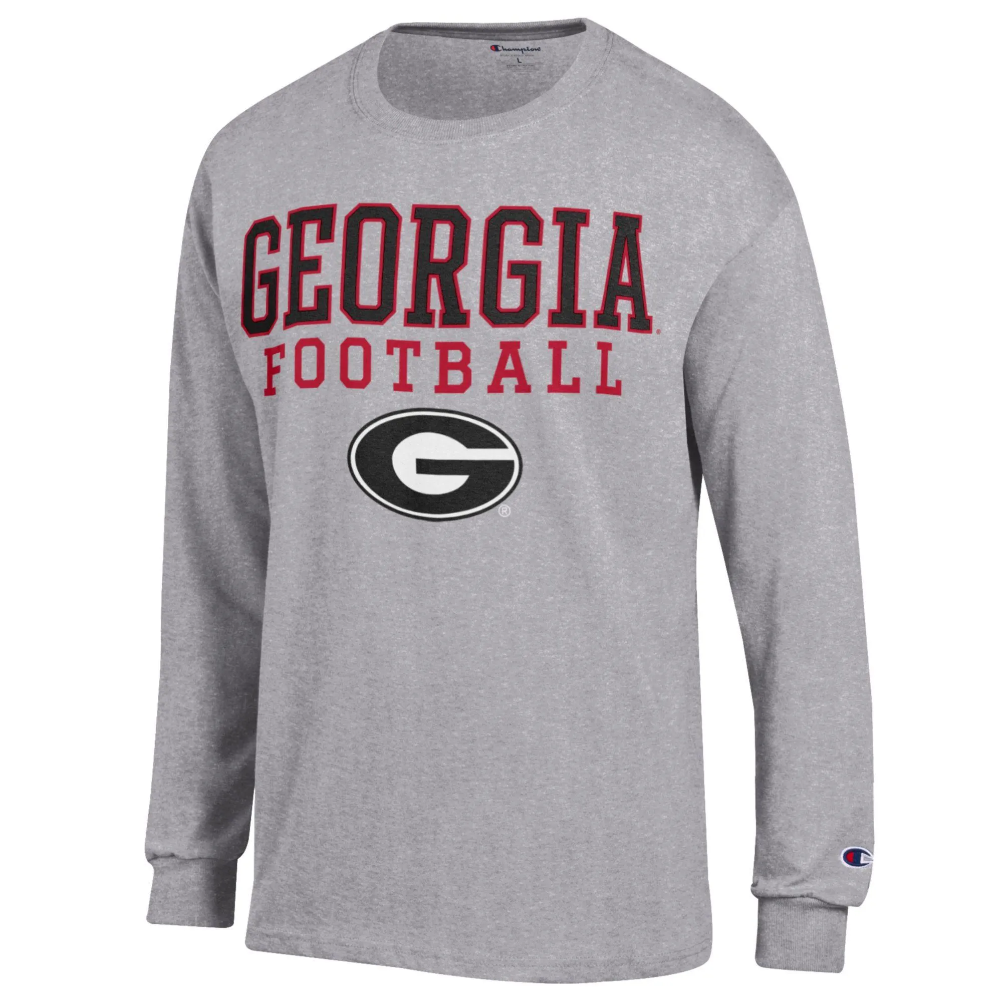 Men's Champion Heather Gray Georgia Bulldogs Football Stack Long Sleeve T-Shirt