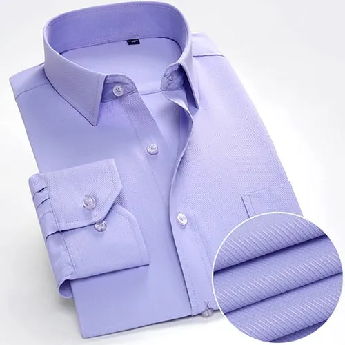 Men's Formal Regular-Fit Long Sleeve Shirt with Single Patch Pocket for Business