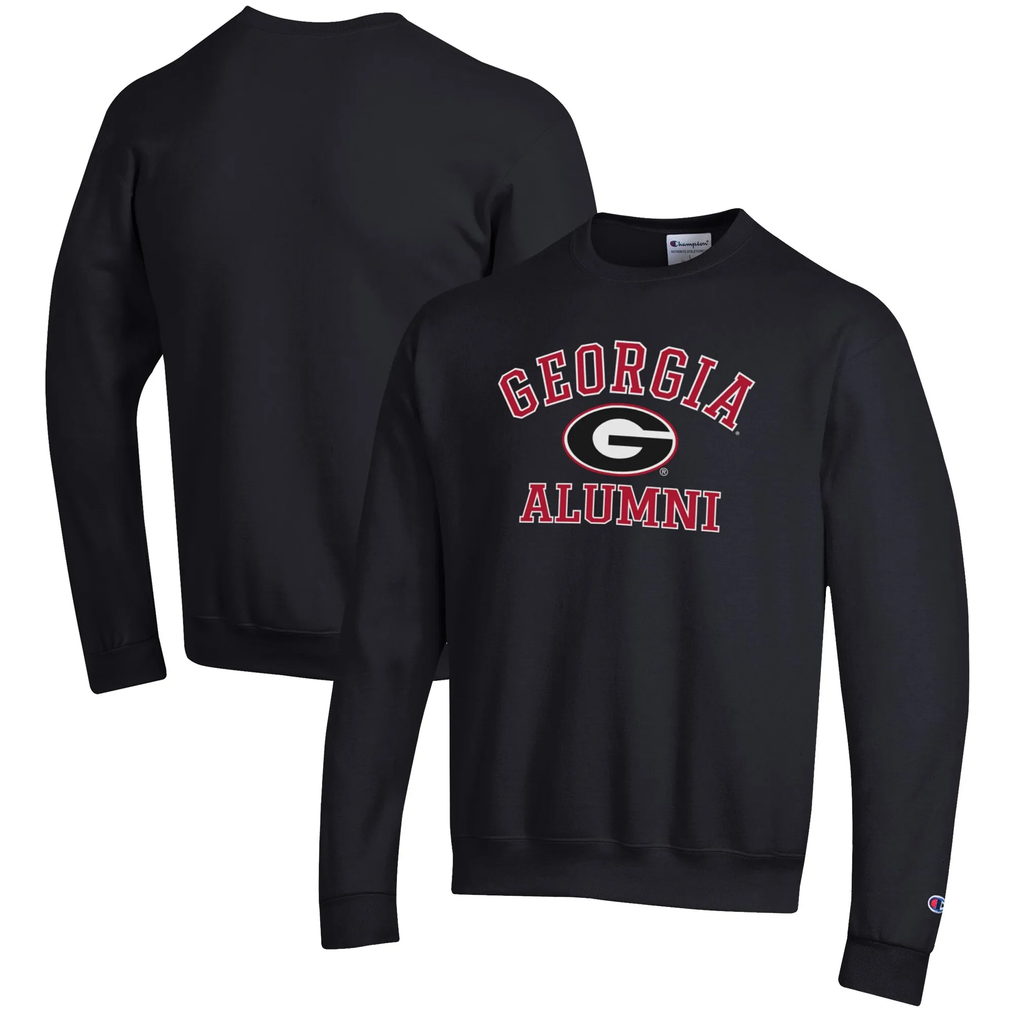 Men's Champion Black Georgia Bulldogs Alumni Logo Arch Pullover Sweatshirt