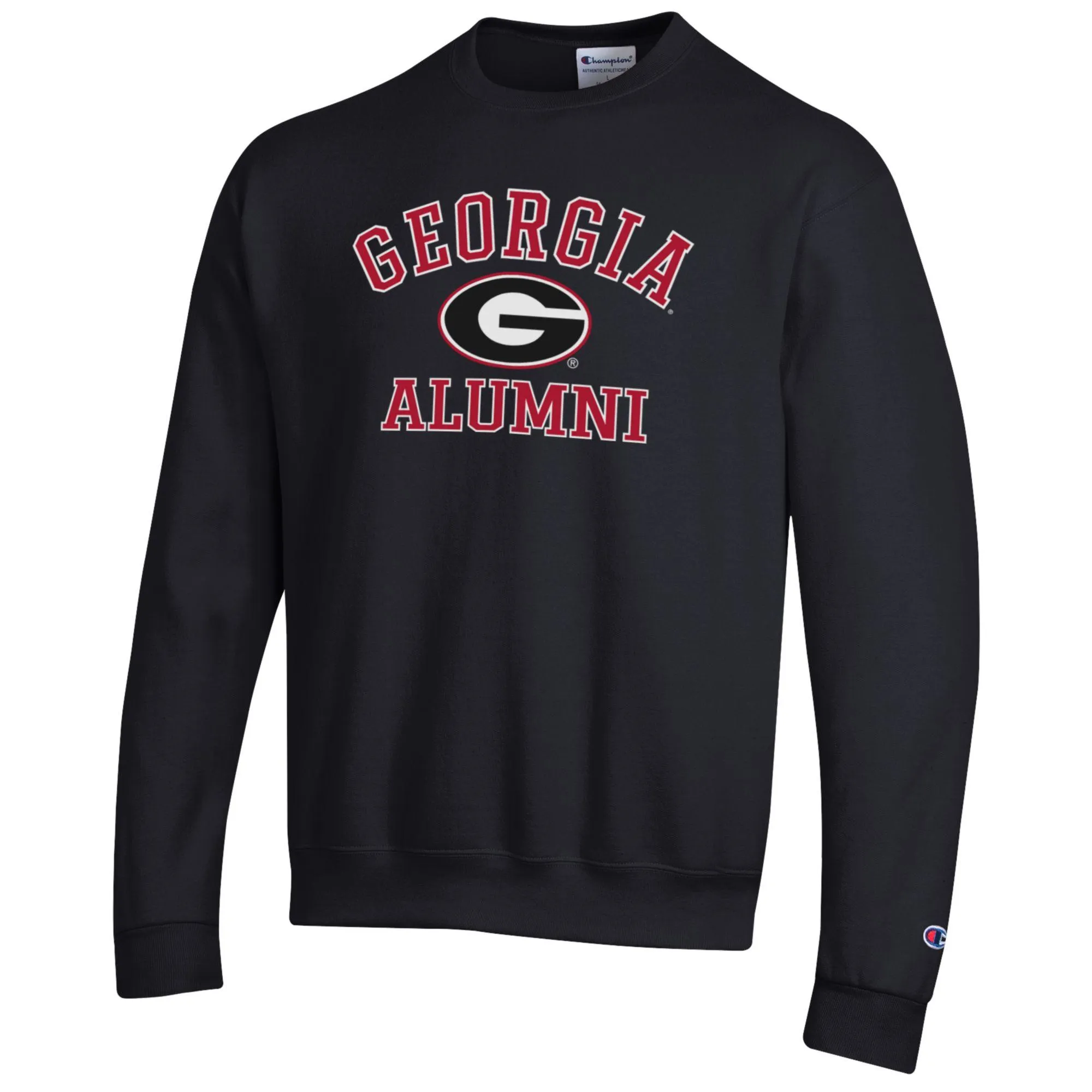 Men's Champion Black Georgia Bulldogs Alumni Logo Arch Pullover Sweatshirt