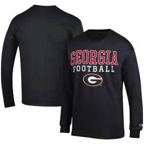 Men's Champion Black Georgia Bulldogs Football Stack Long Sleeve T-Shirt