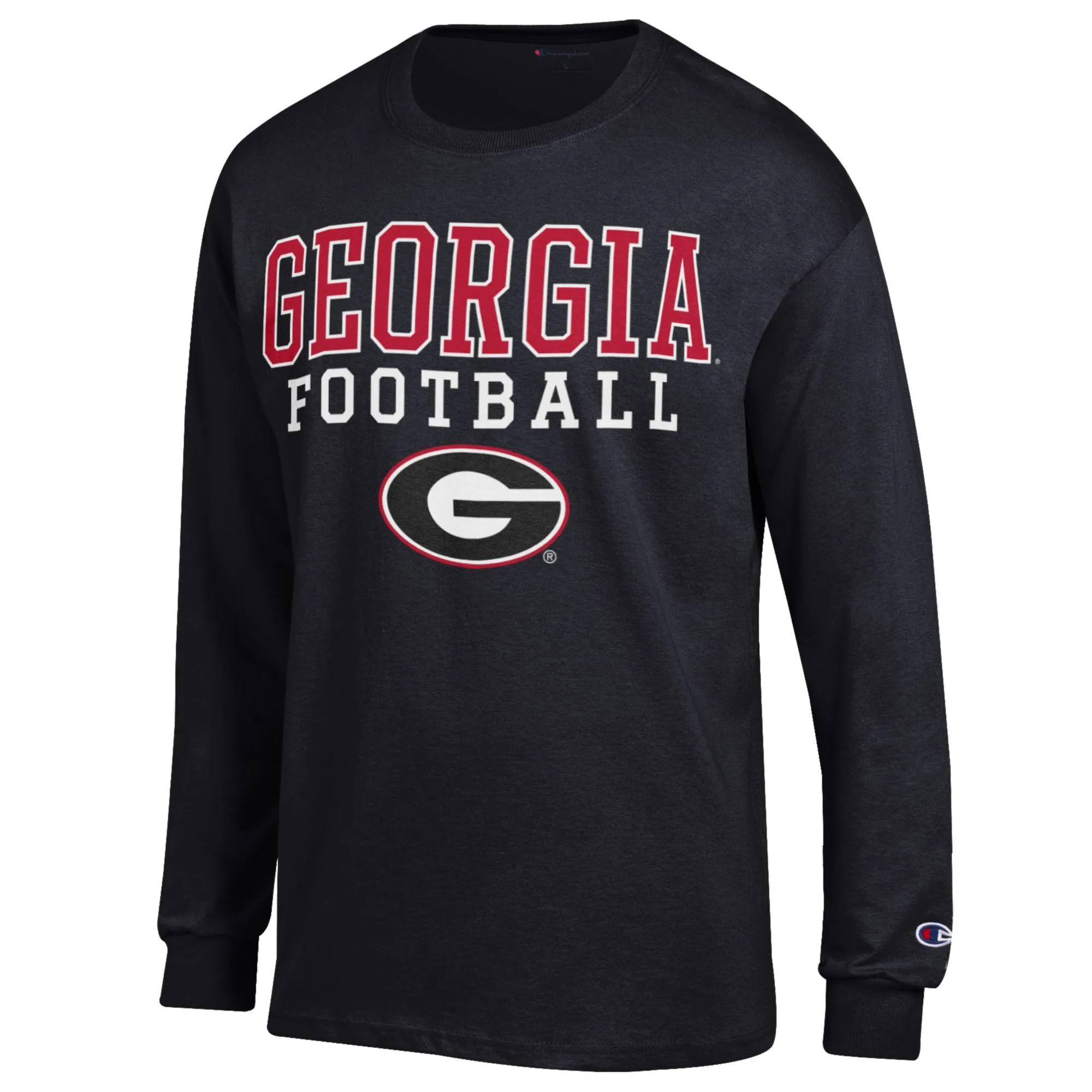 Men's Champion Black Georgia Bulldogs Football Stack Long Sleeve T-Shirt