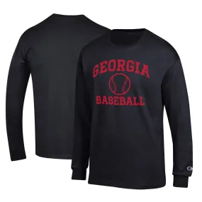 Men's Champion Black Georgia Bulldogs Icon Baseball Long Sleeve Shirt