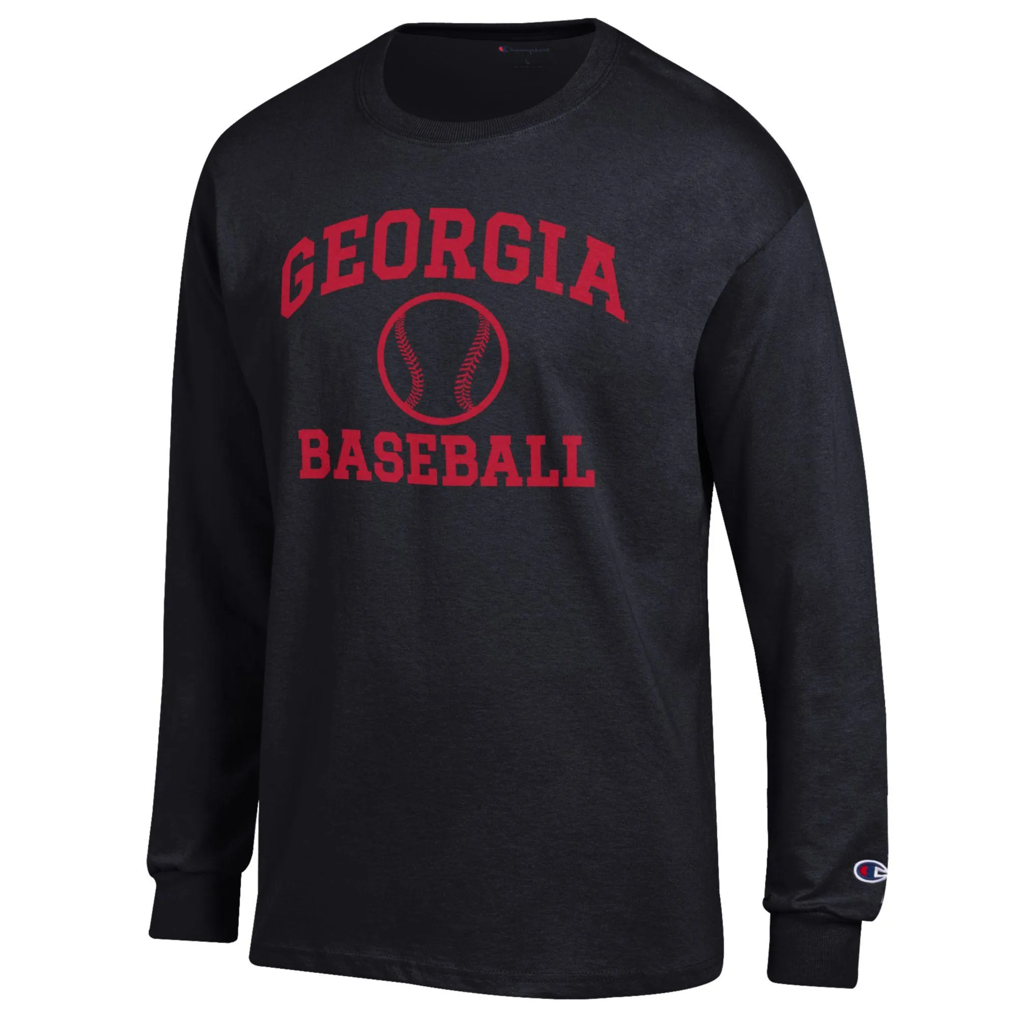 Men's Champion Black Georgia Bulldogs Icon Baseball Long Sleeve Shirt