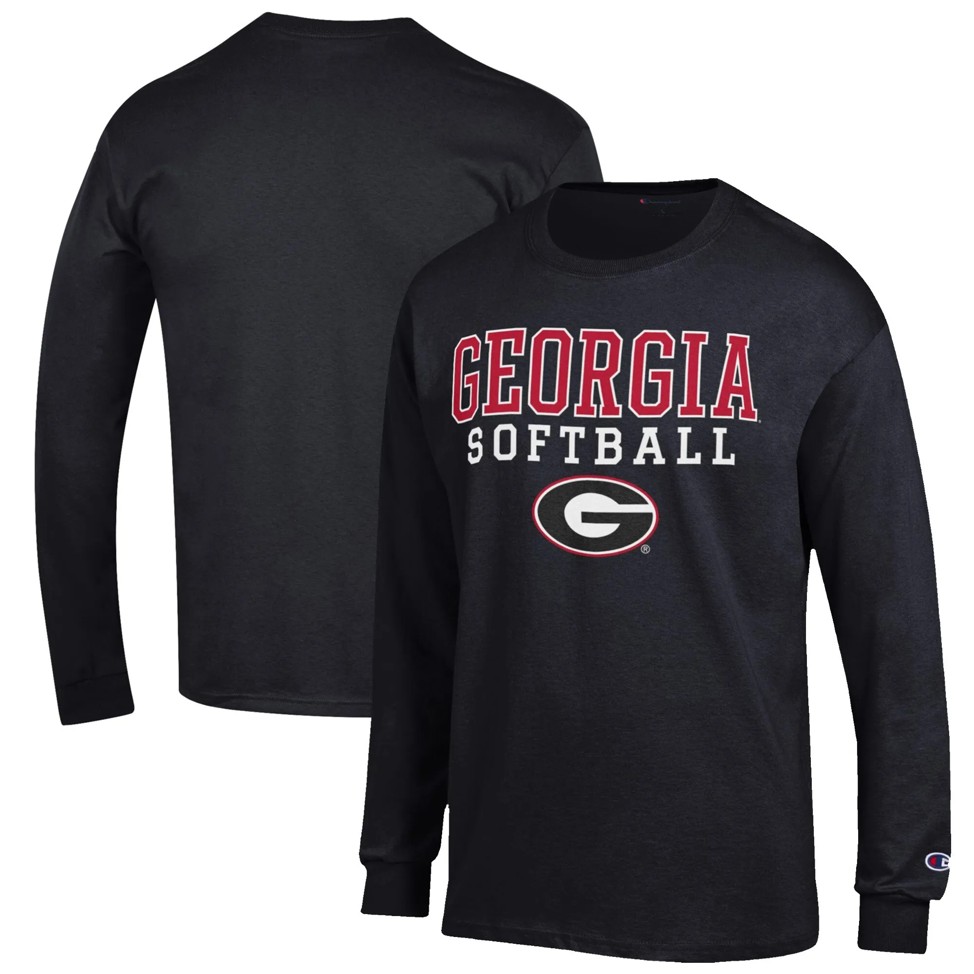 Men's Black Georgia Bulldogs Softball Stack Champion Long Sleeve T-Shirt