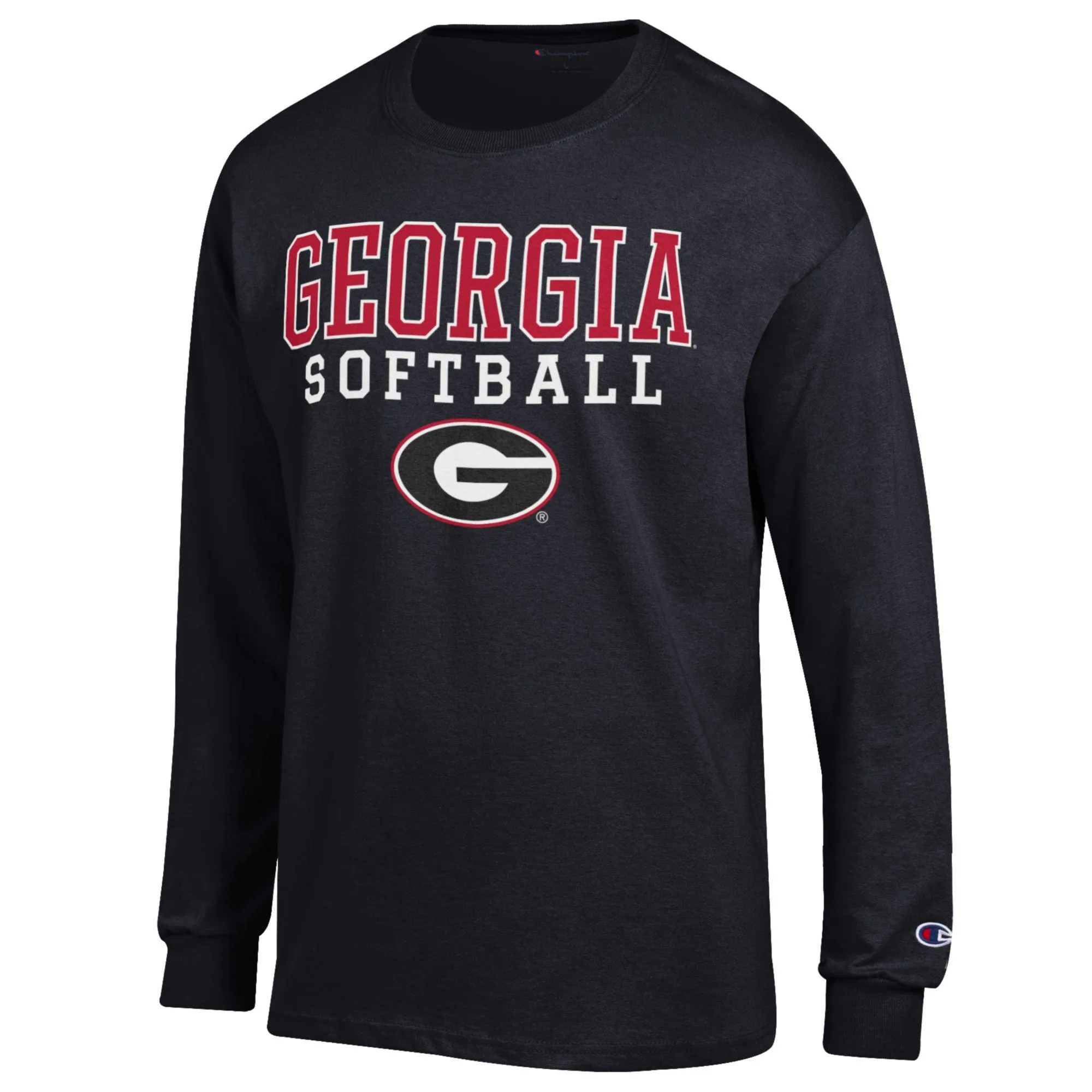 Men's Black Georgia Bulldogs Softball Stack Champion Long Sleeve T-Shirt