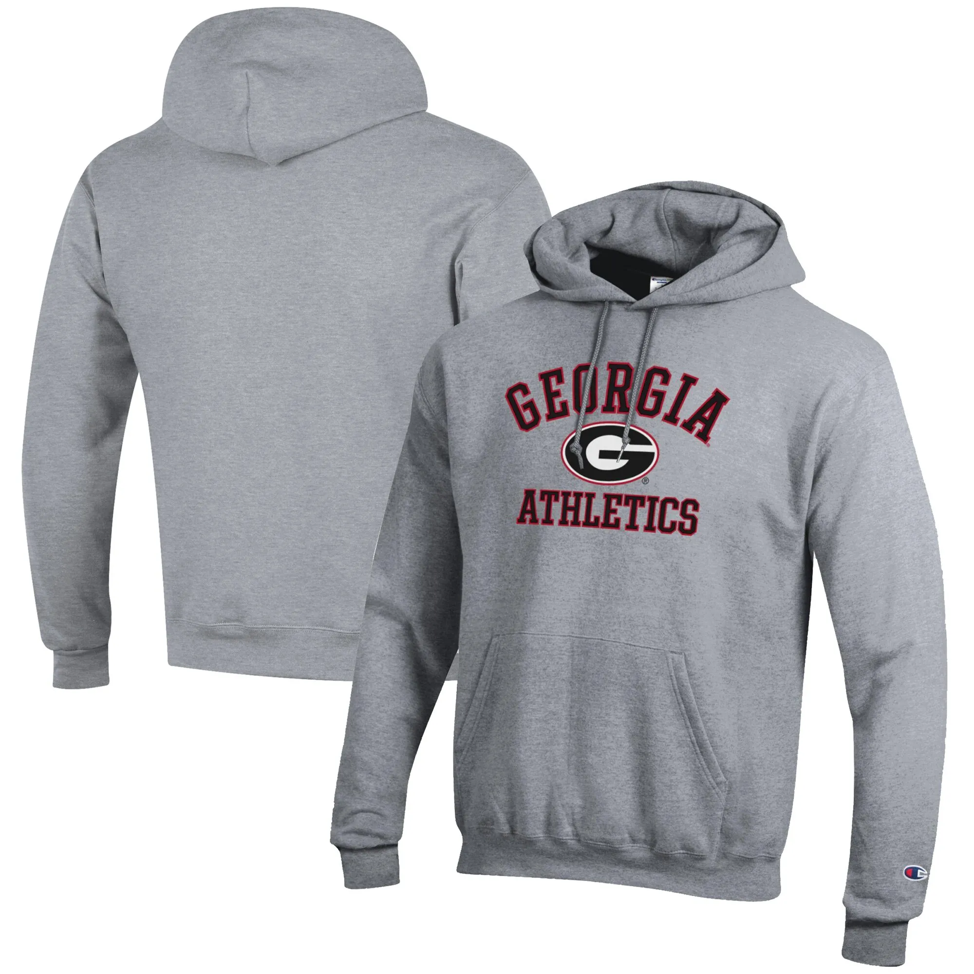 Men's Champion Gray Georgia Bulldogs Athletics Logo Pullover Hoodie