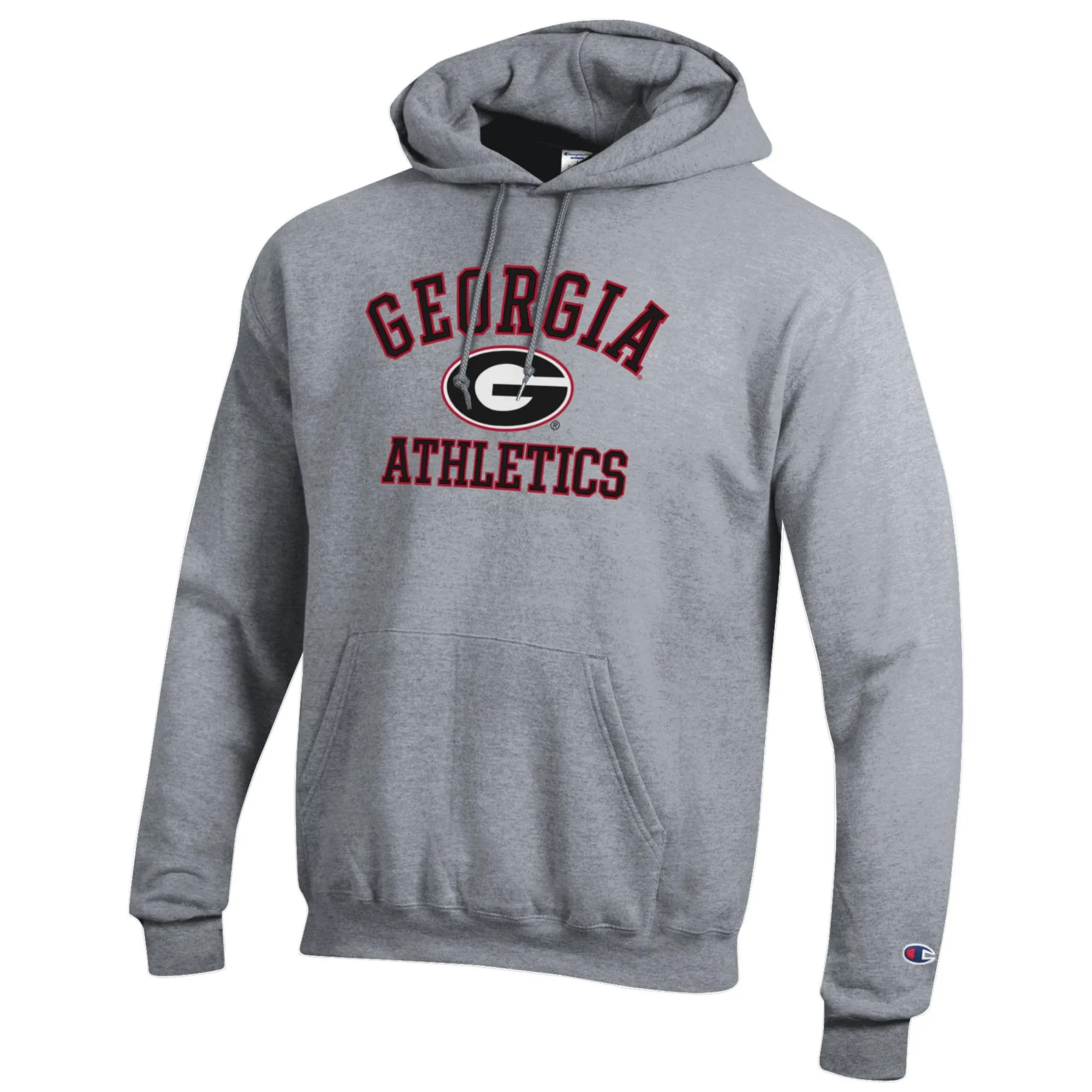 Men's Champion Gray Georgia Bulldogs Athletics Logo Pullover Hoodie