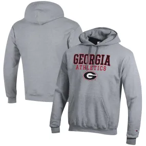 Men's Champion Gray University of Georgia Bulldogs Athletics Logo Stack Pullover Hoodie