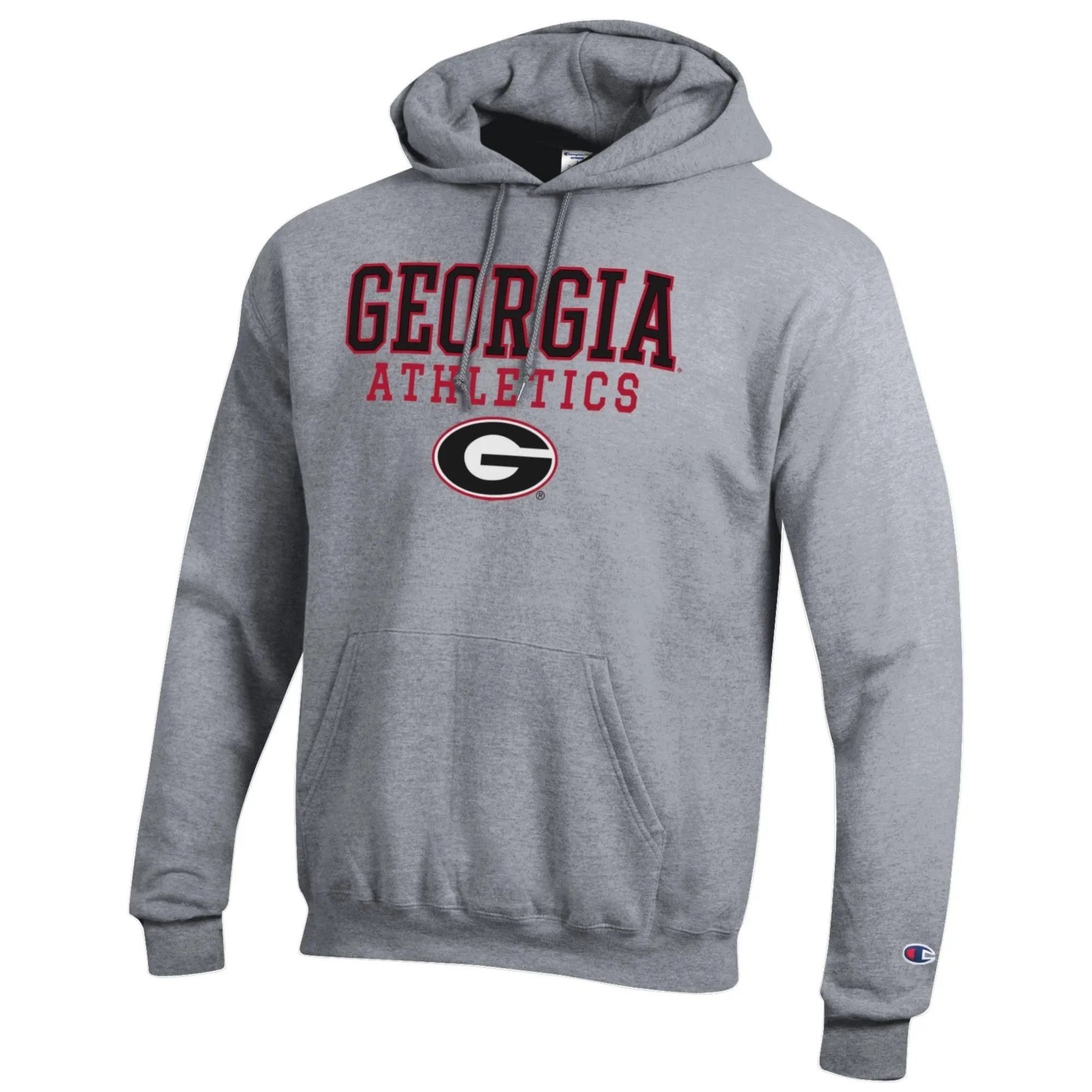 Men's Champion Gray University of Georgia Bulldogs Athletics Logo Stack Pullover Hoodie