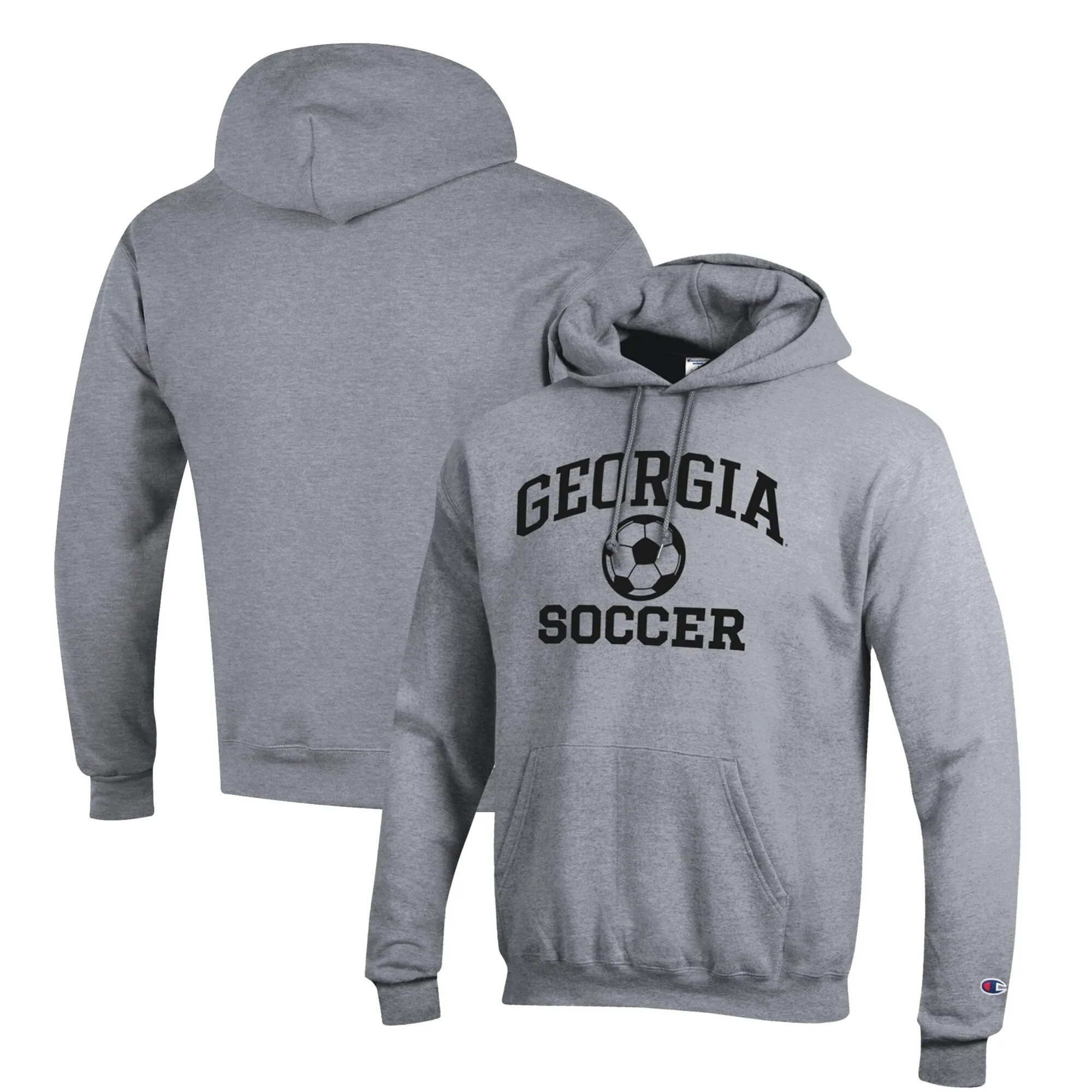 Men's Champion Gray University of Georgia Bulldogs Soccer Icon Powerblend Pullover Hoodie