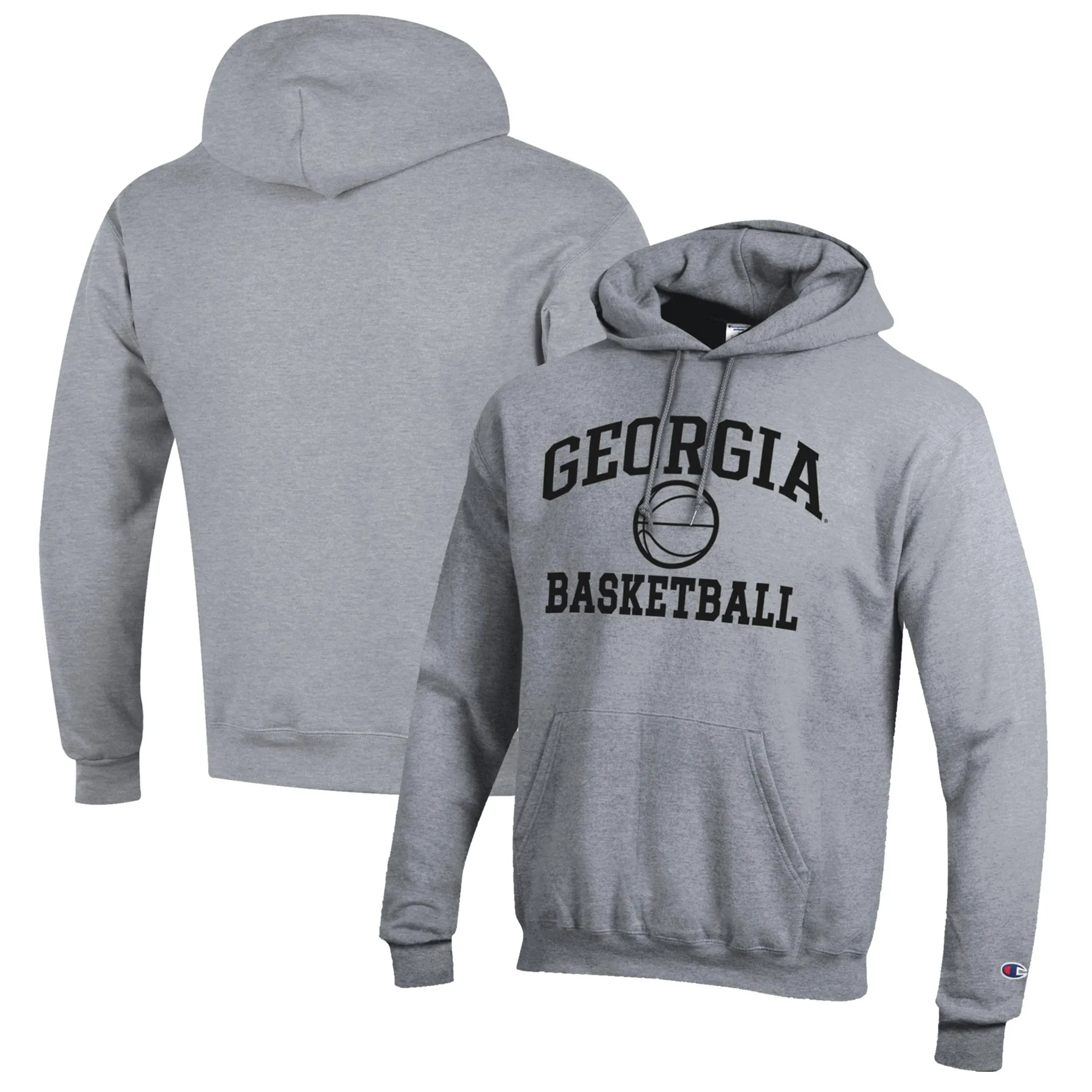 Men's Champion Heather Gray Georgia Bulldogs Basketball Icon Hoodie