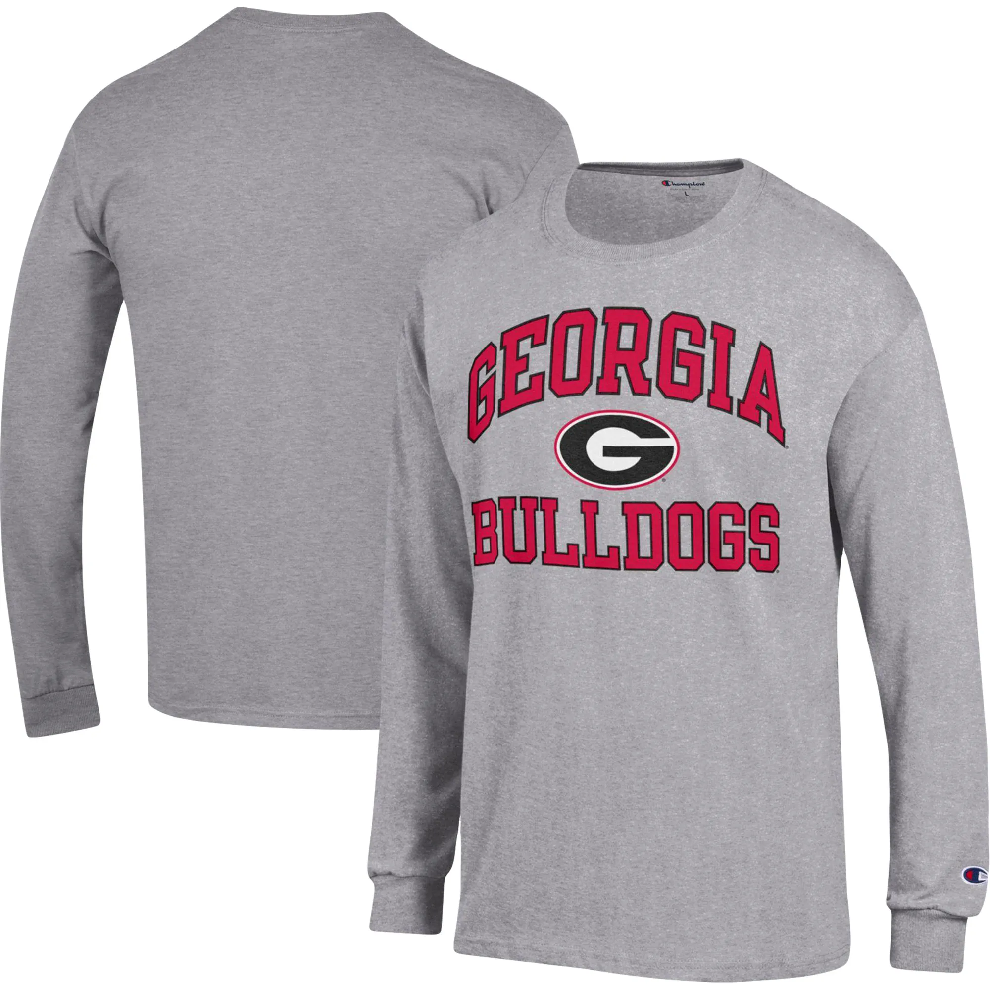 Men's Champion Heather Gray Georgia Bulldogs High Motor Long Sleeve T Shirt