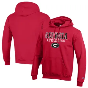 Men's Champion Red Georgia Bulldogs Athletics Logo Stack Pullover Hoodie