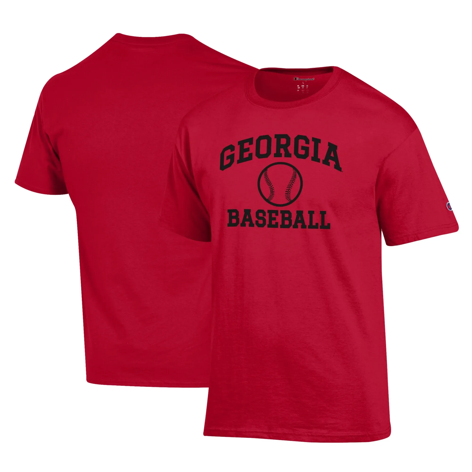 Men's Champion Red Georgia Bulldogs Icon Baseball T-Shirt