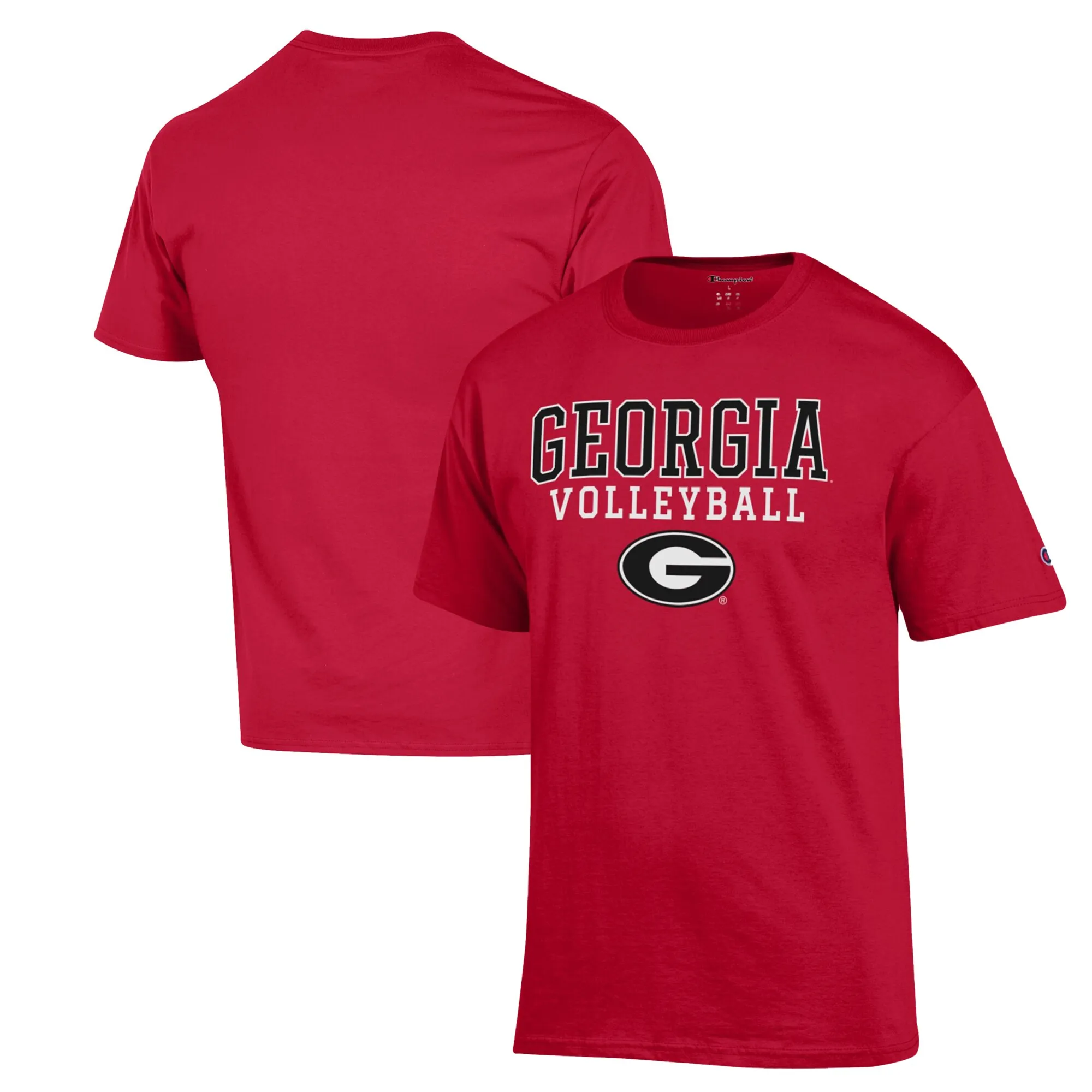 Men's Champion Red Georgia Bulldogs Stack Logo Volleyball Powerblend T Shirt