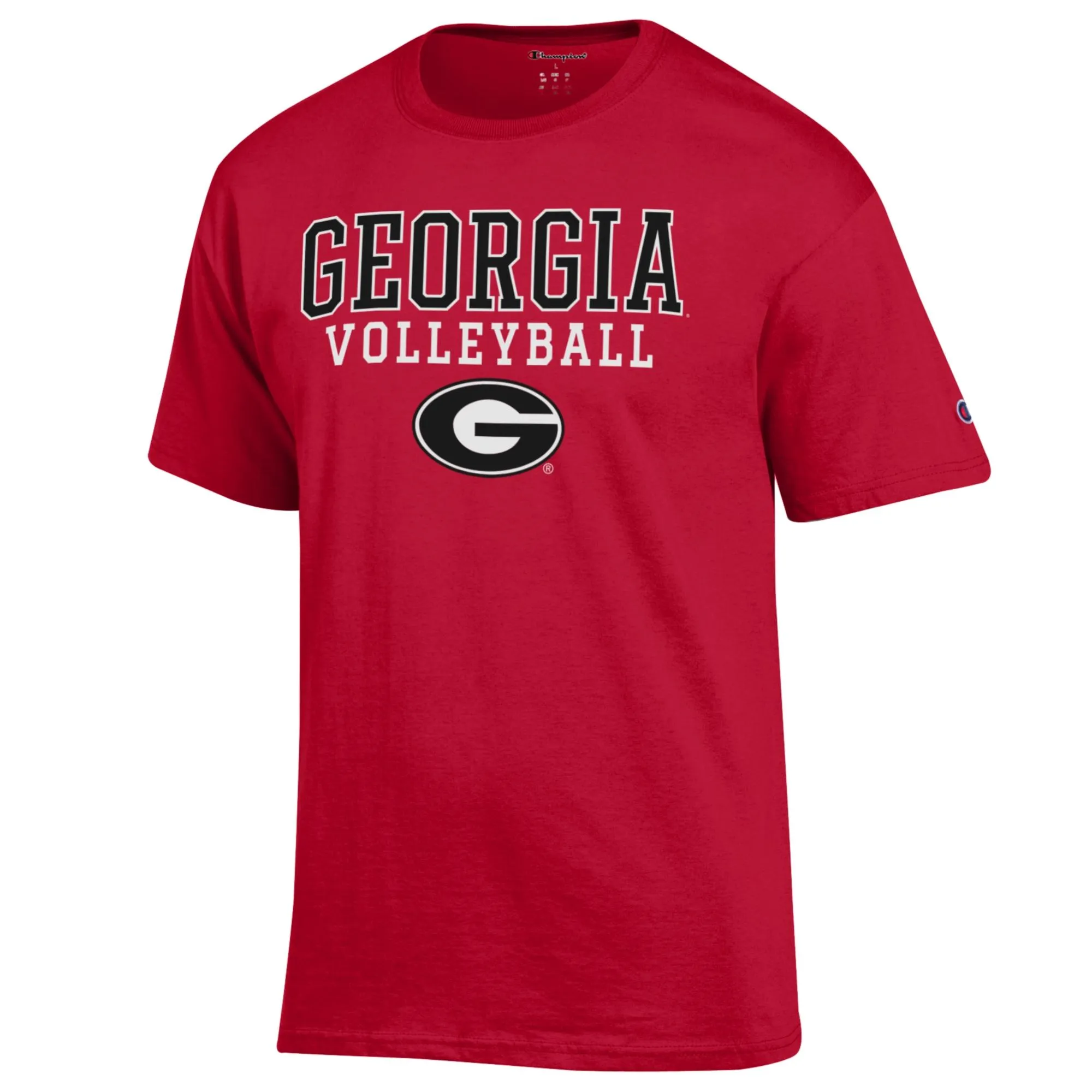 Men's Champion Red Georgia Bulldogs Stack Logo Volleyball Powerblend T Shirt