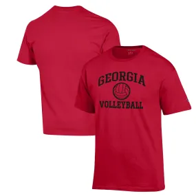 Men's Red Georgia Bulldogs Volleyball Icon Powerblend Champion T-Shirt