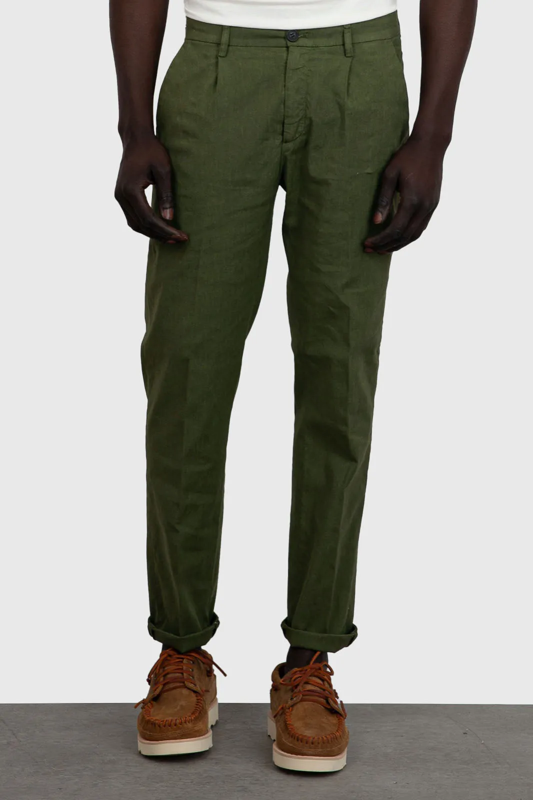 Military Green Cotton Prince Pleated Pants by Department Five