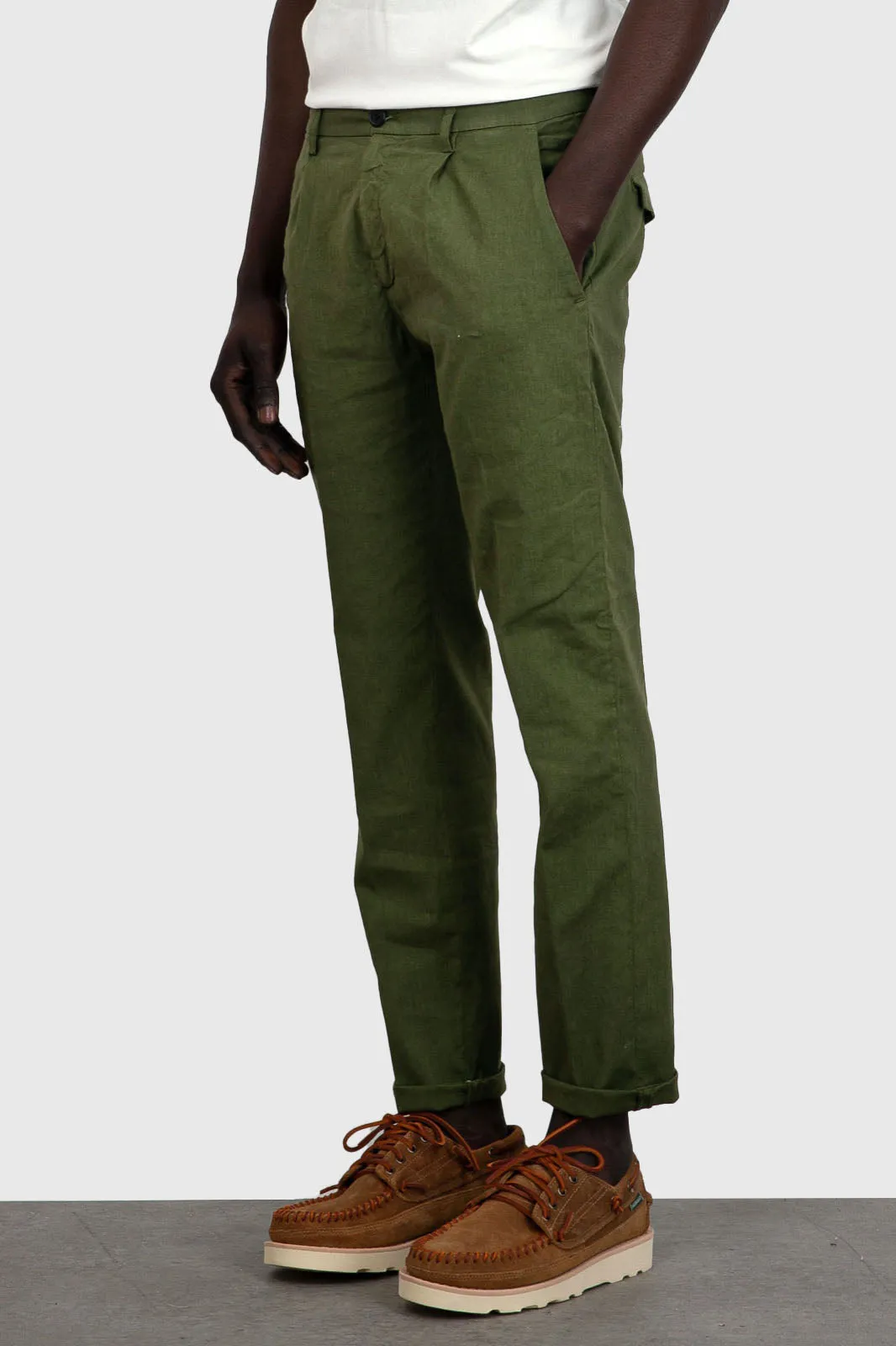 Military Green Cotton Prince Pleated Pants by Department Five