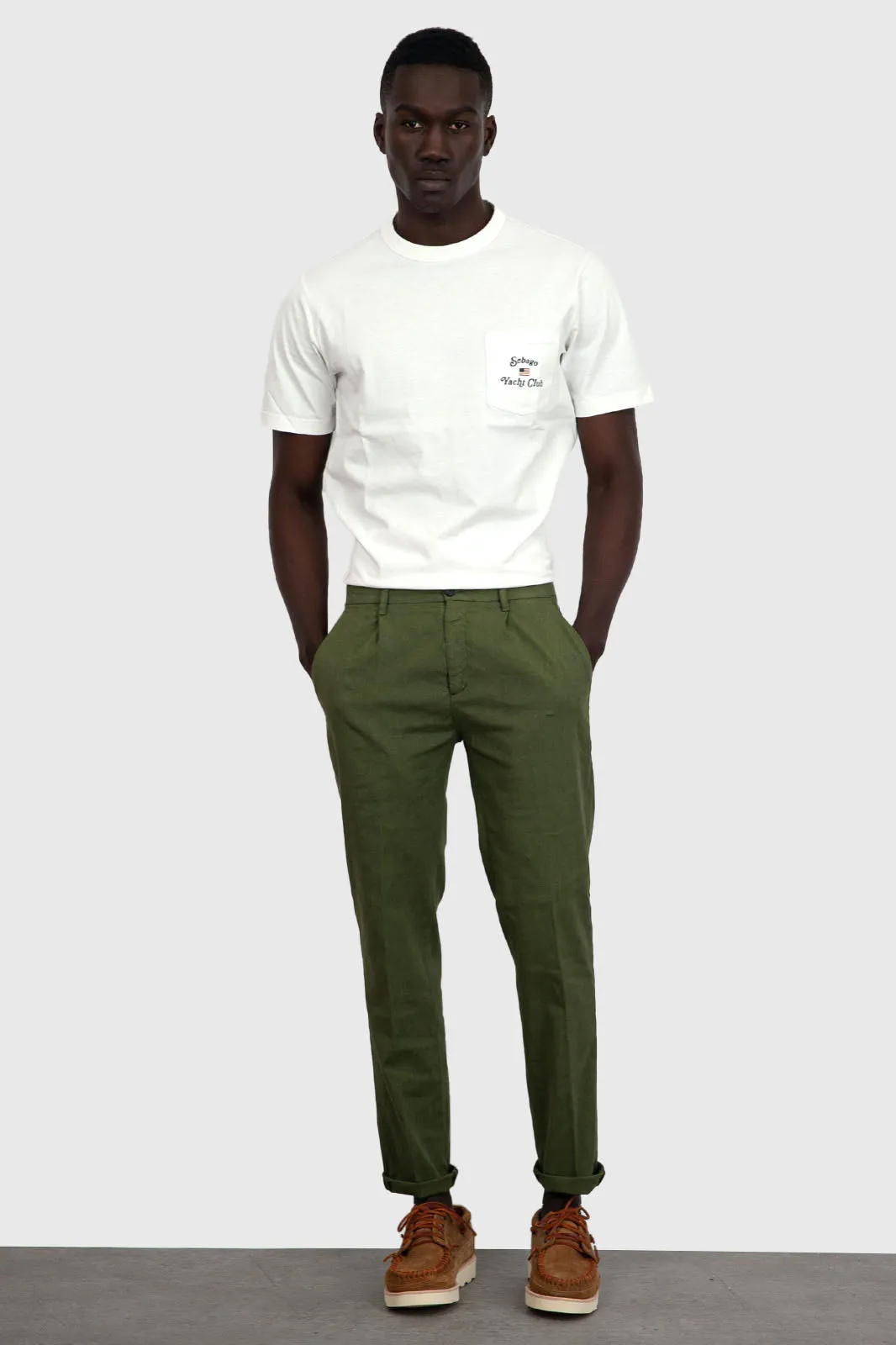 Military Green Cotton Prince Pleated Pants by Department Five