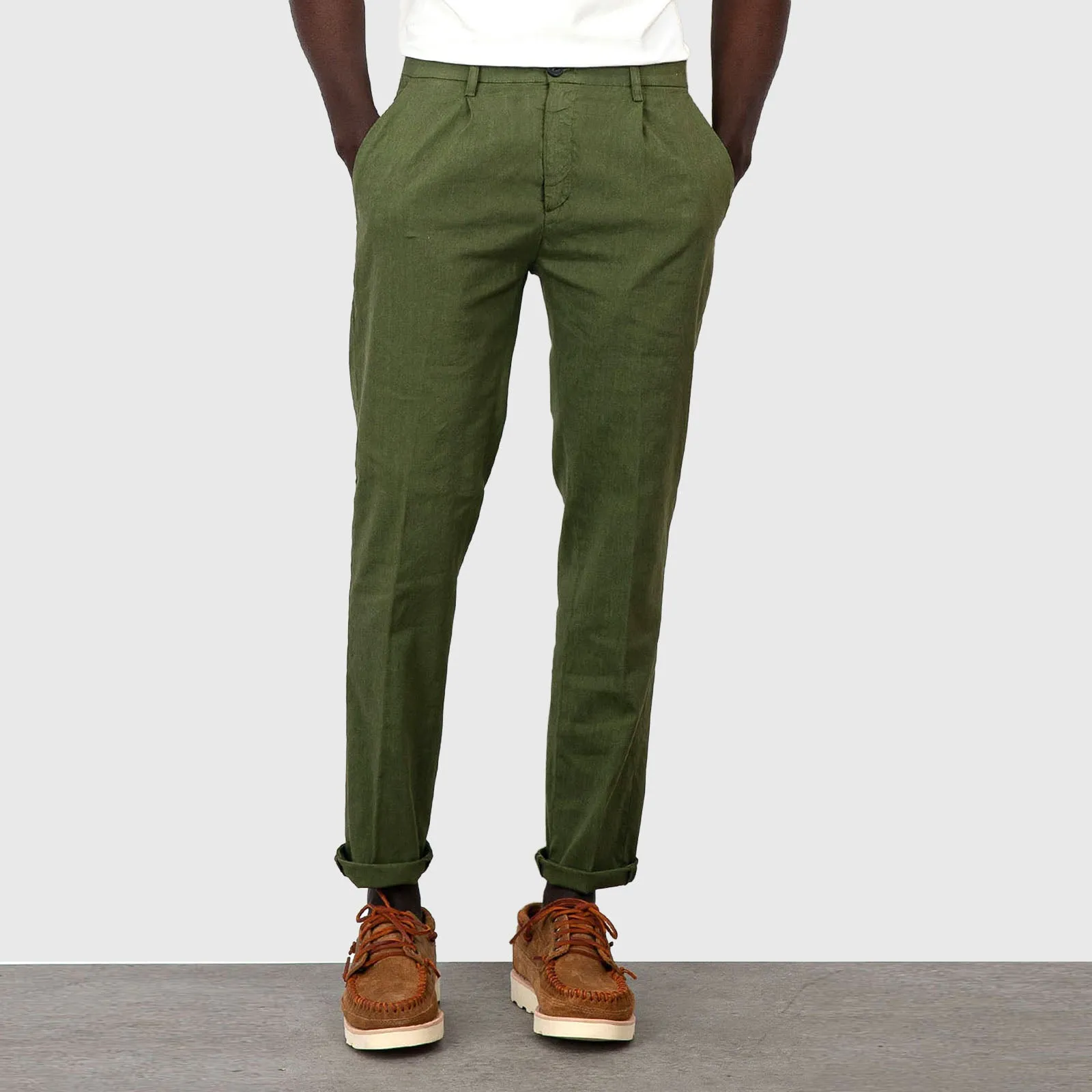 Military Green Cotton Prince Pleated Pants by Department Five