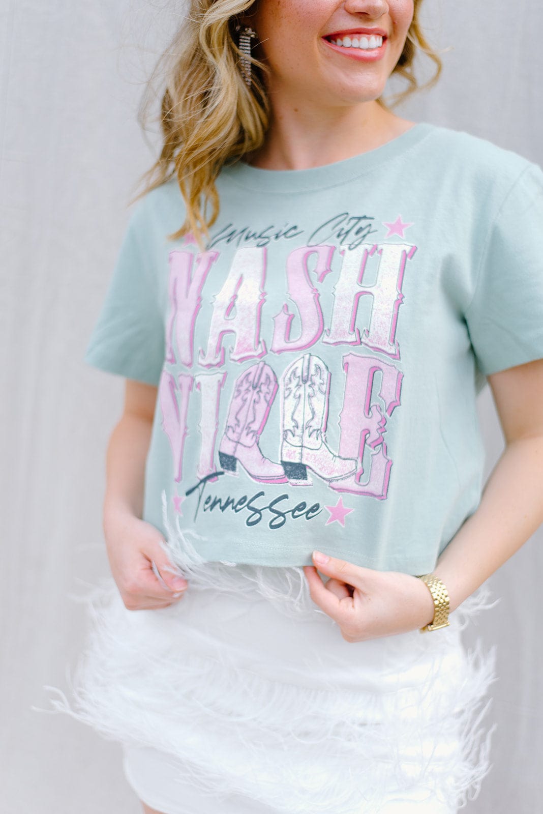 Mint Nashville Western Crop Top