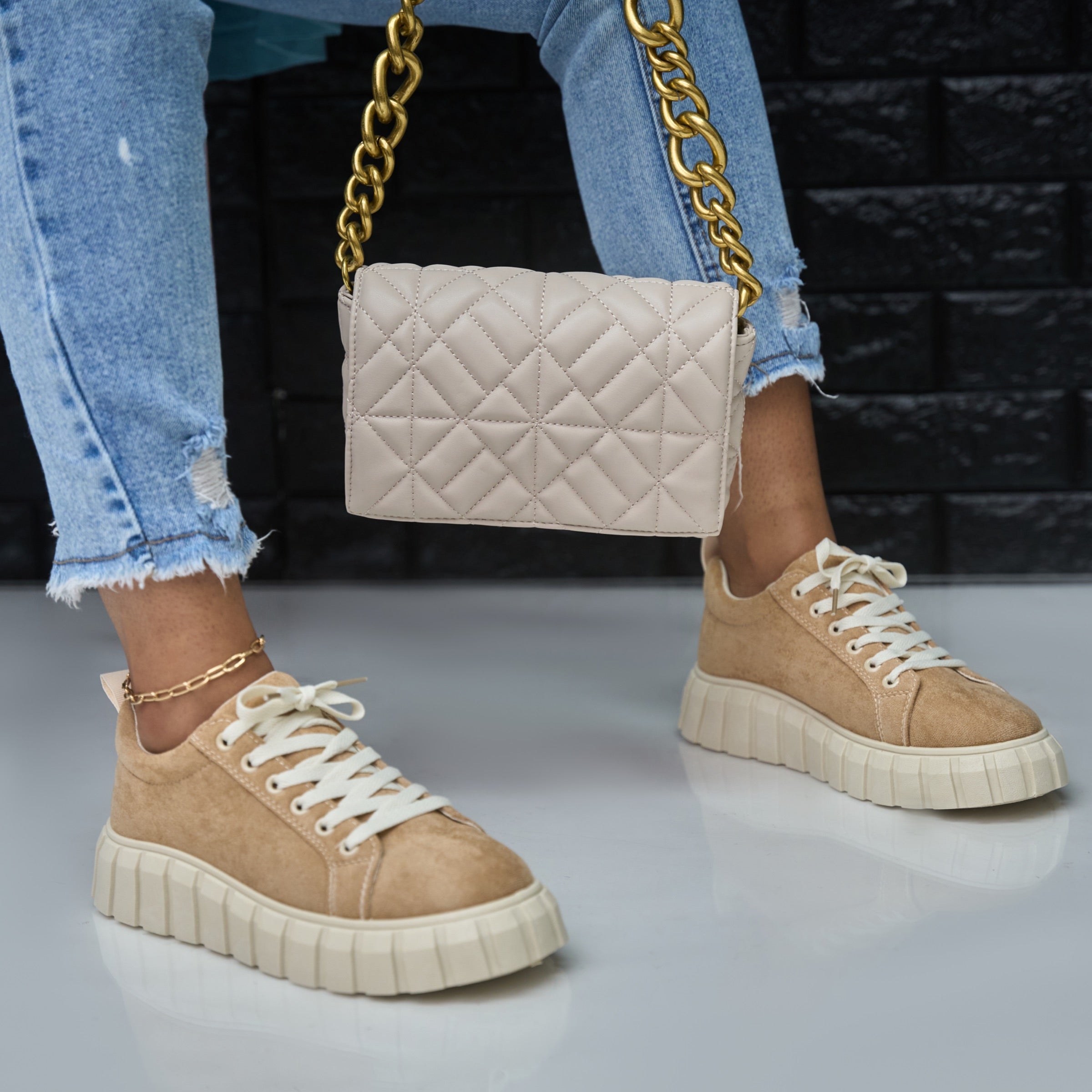 miso camel lace up sneaker faux suede