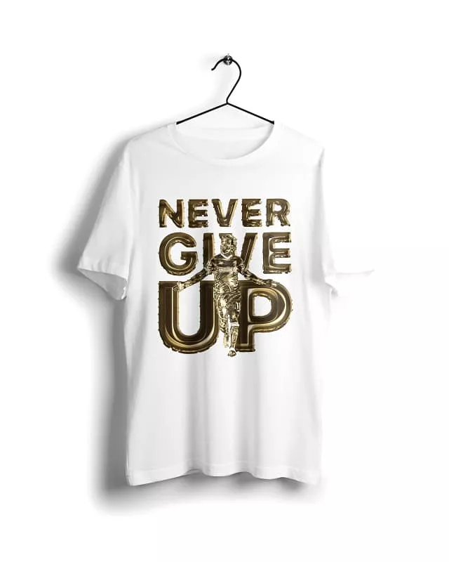 Mo Salah- Never Give Up T-shirt - White - Digital Graphics