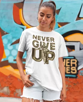 Mo Salah- Never Give Up T-shirt - White - Digital Graphics