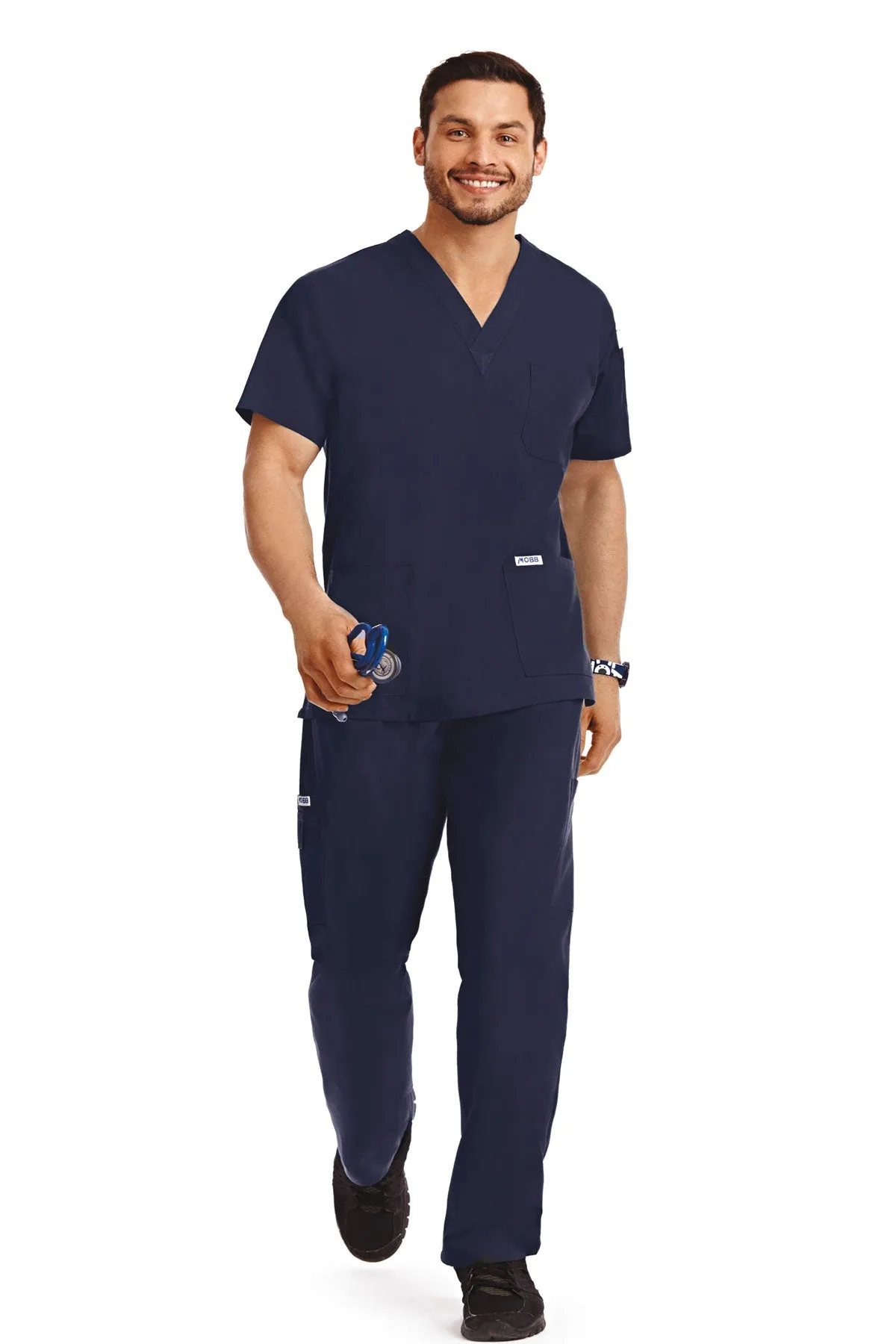 MOBB Unisex 8 Pocket Drawstring/Elastic SCRUB SET - Medical Scrubs Uniform for Men and Women