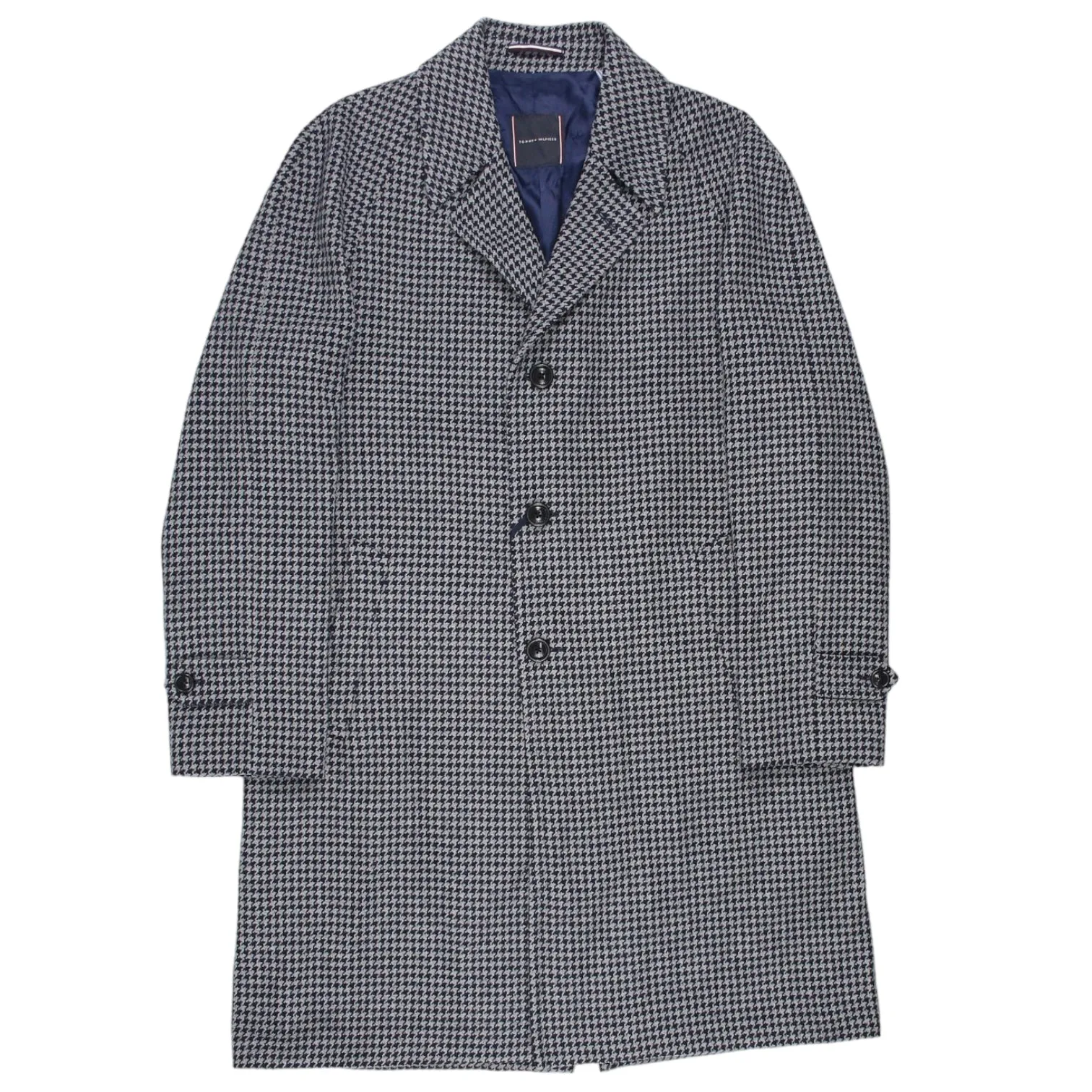 Navy Grey Dogtooth Coat by Tommy Hilfiger