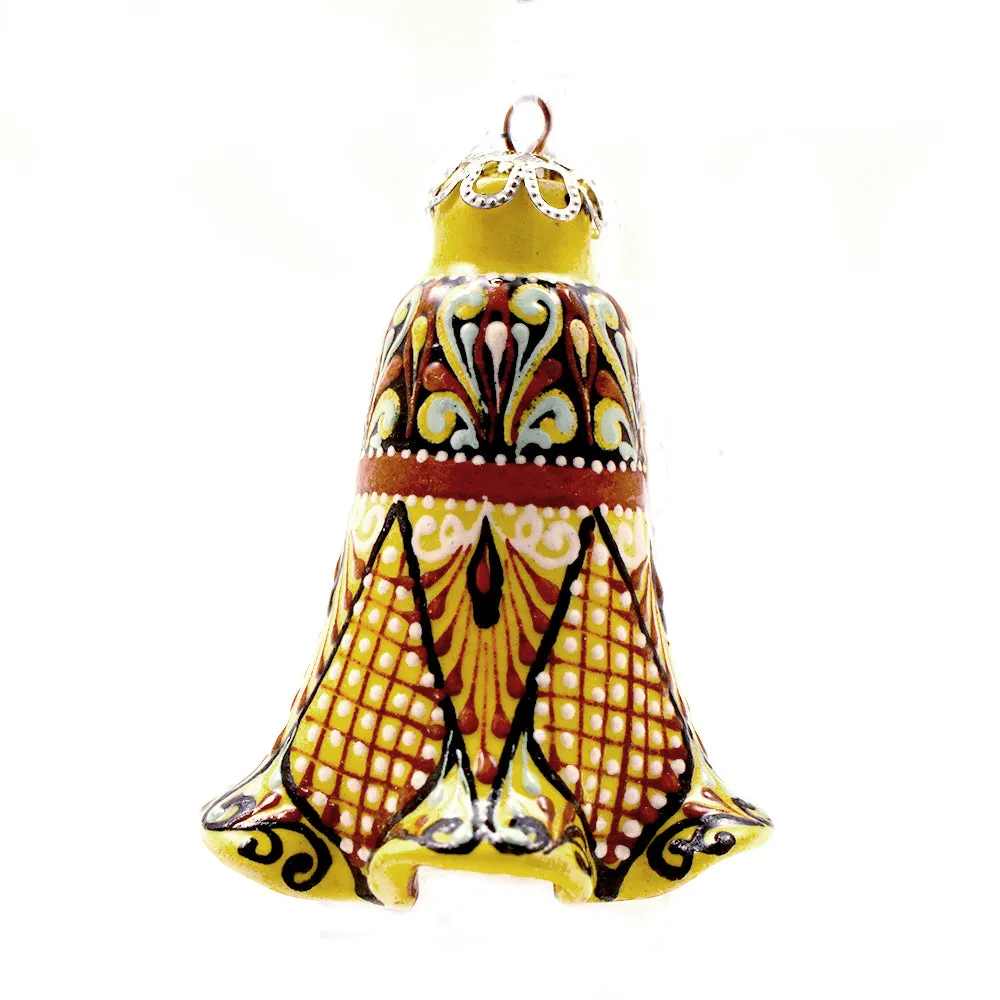 Neon Geometrical Pattern on Bell Ceramic Ornament