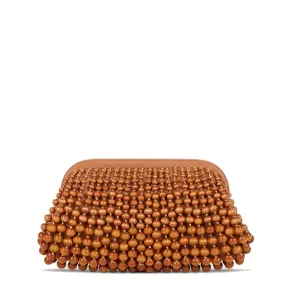 NIA Beaded Wood Clutch, Chestnut - Shop Now