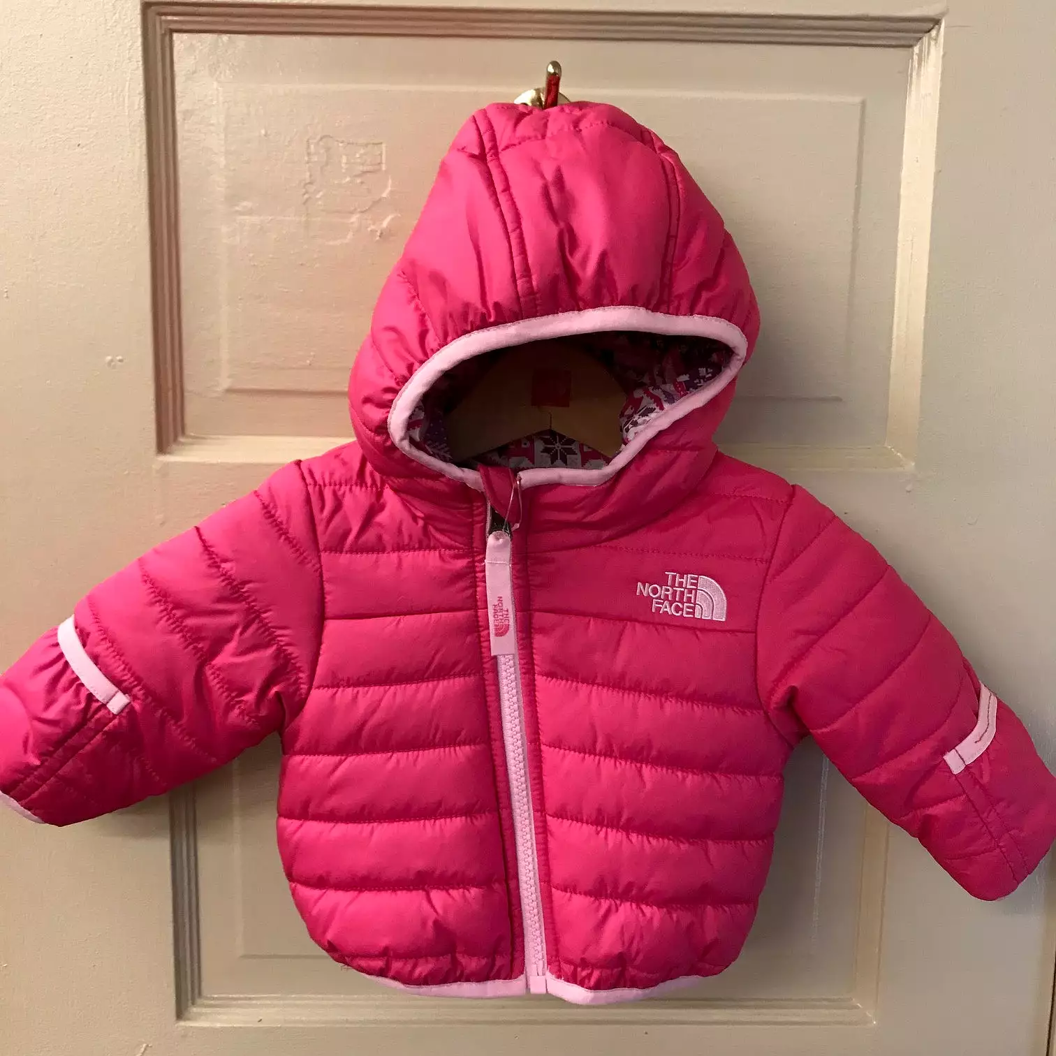 North Face reversible jacket, infants, insulated, petticoat pink.