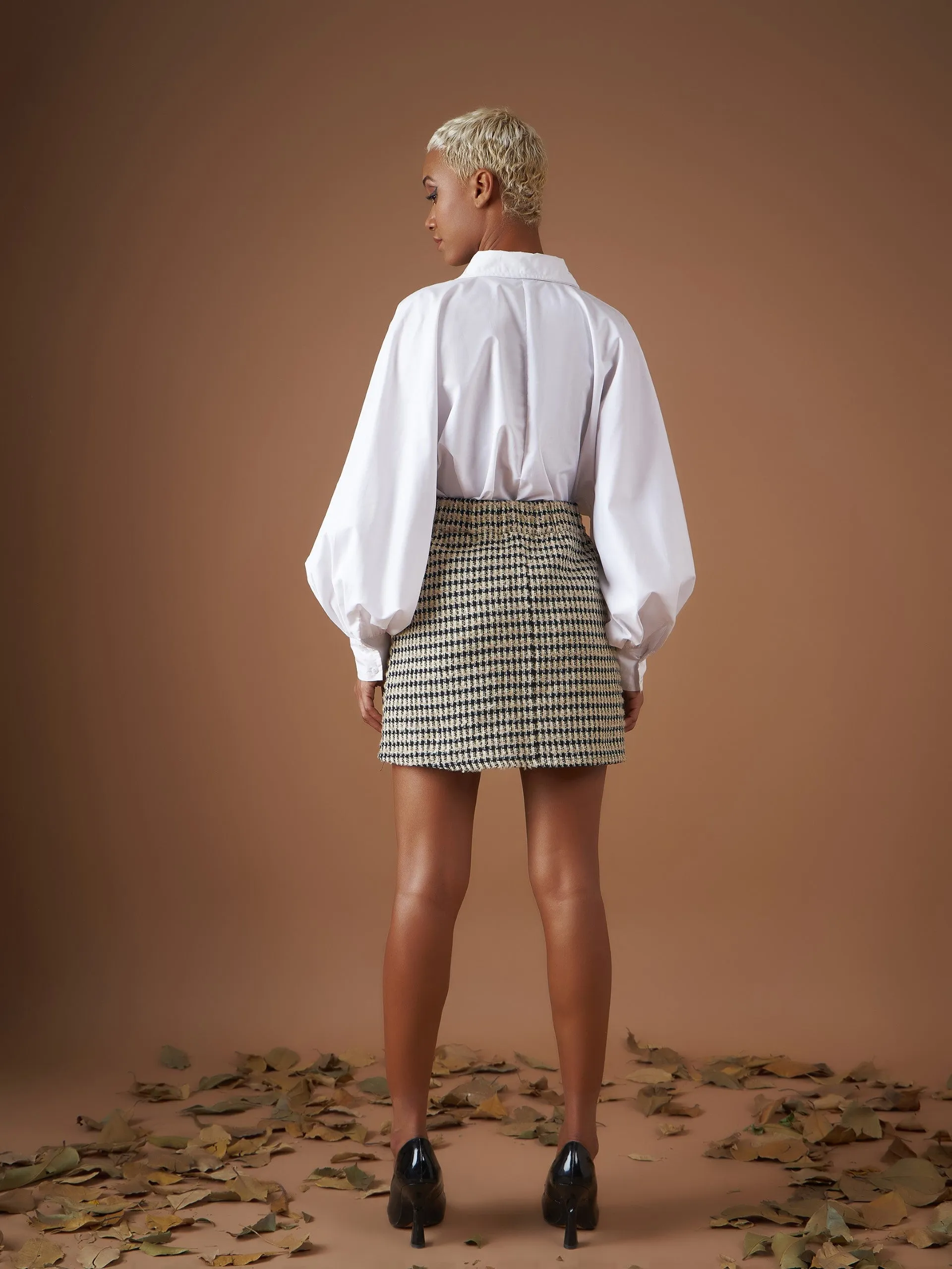 Off-White Check Jacquard Tweed Mini Skirt for Women