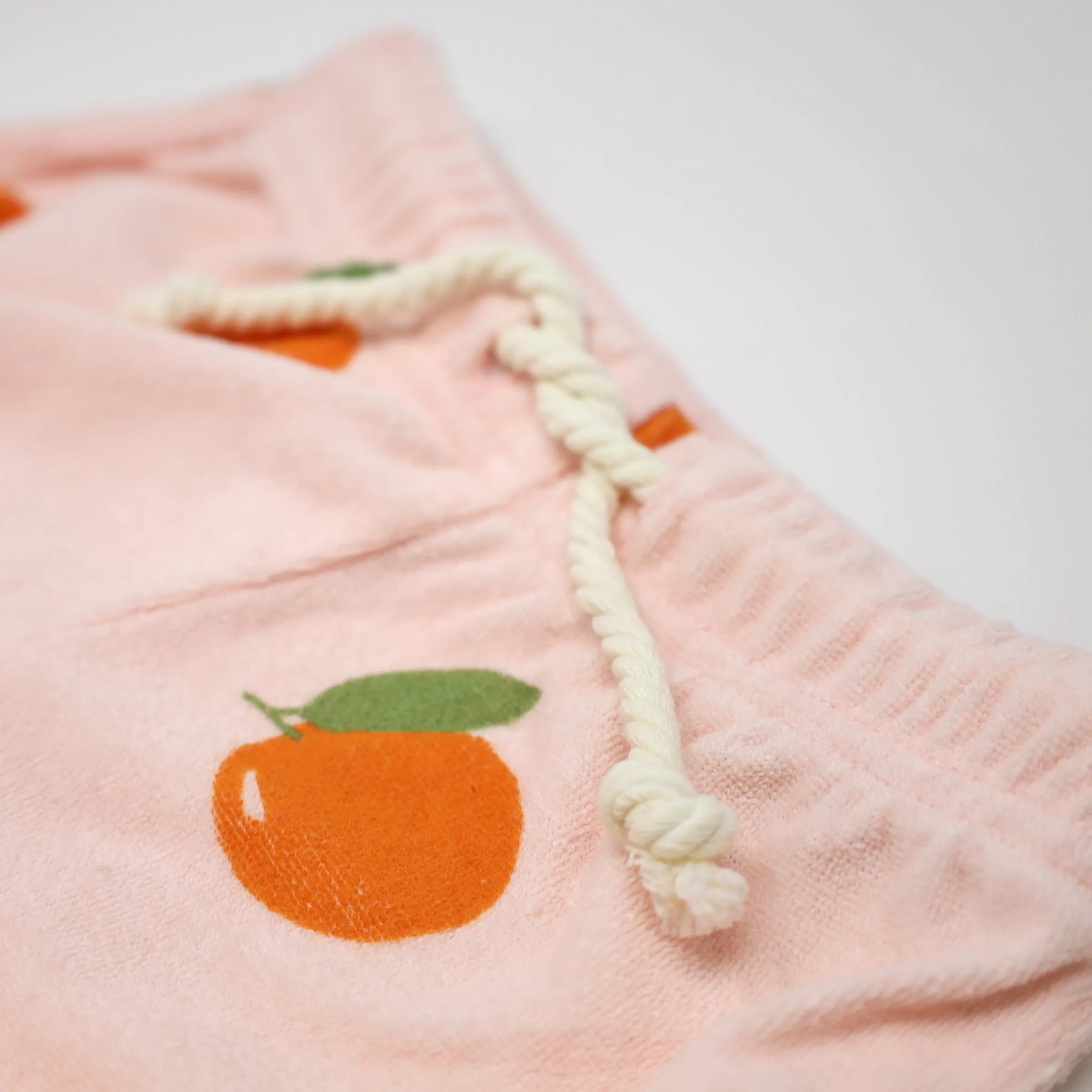 Cotton Terry Drawstring Track Shorts - Oranges Print - Pale Pink - Baby Clothing