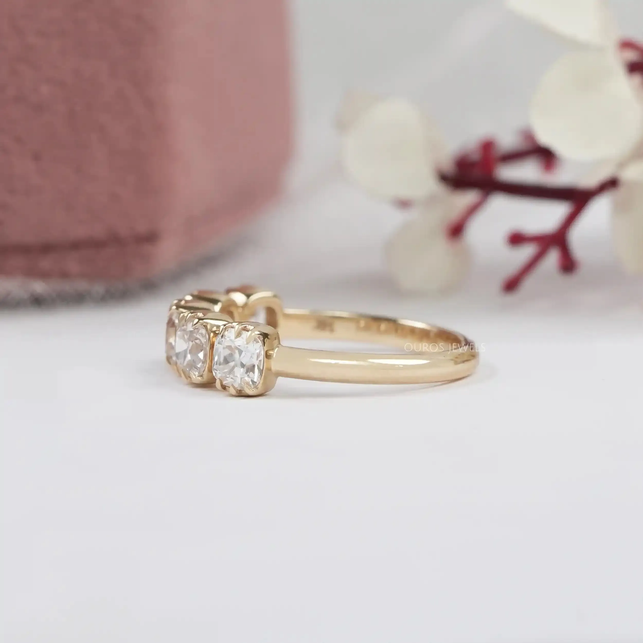 Cushion Cut Five Stone Ring from Old Mine