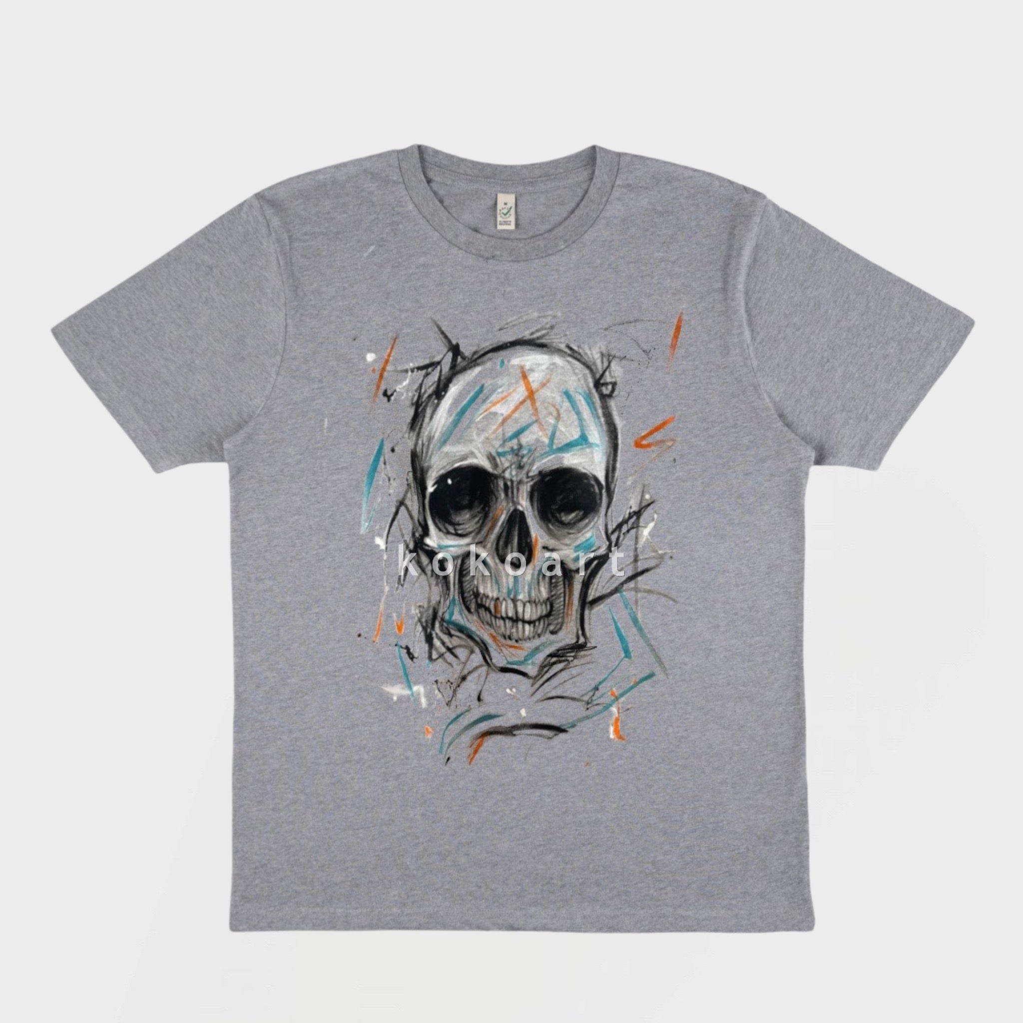 Organic Cotton Clothing with Hand-painted Skull Design