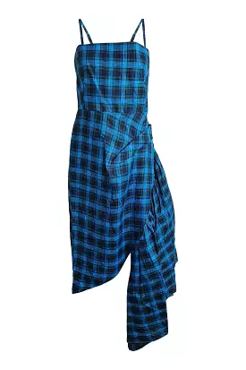 OSMAN London 2019 Blue Gingham Corset Dress in 100% Cotton - UK Size 08