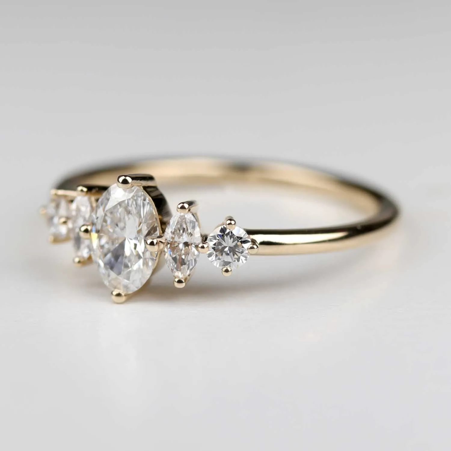 Oval Low Base Five Stone Ring