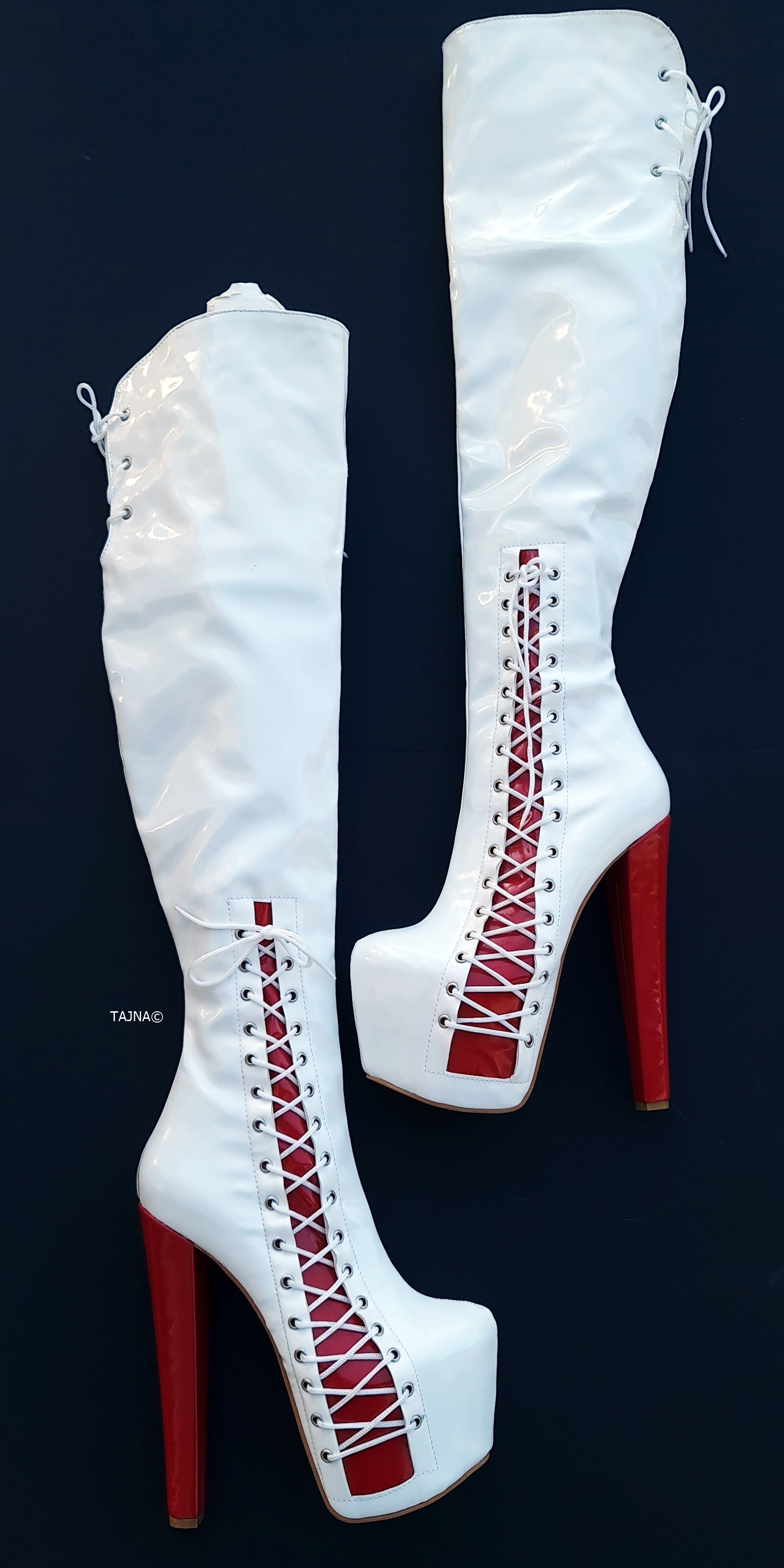 Over the Knee Boots with Side Lace Corset Design