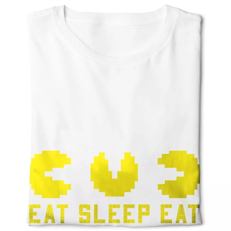 Pac Man T-shirt - White Digital Graphics, Eat Sleep Eat